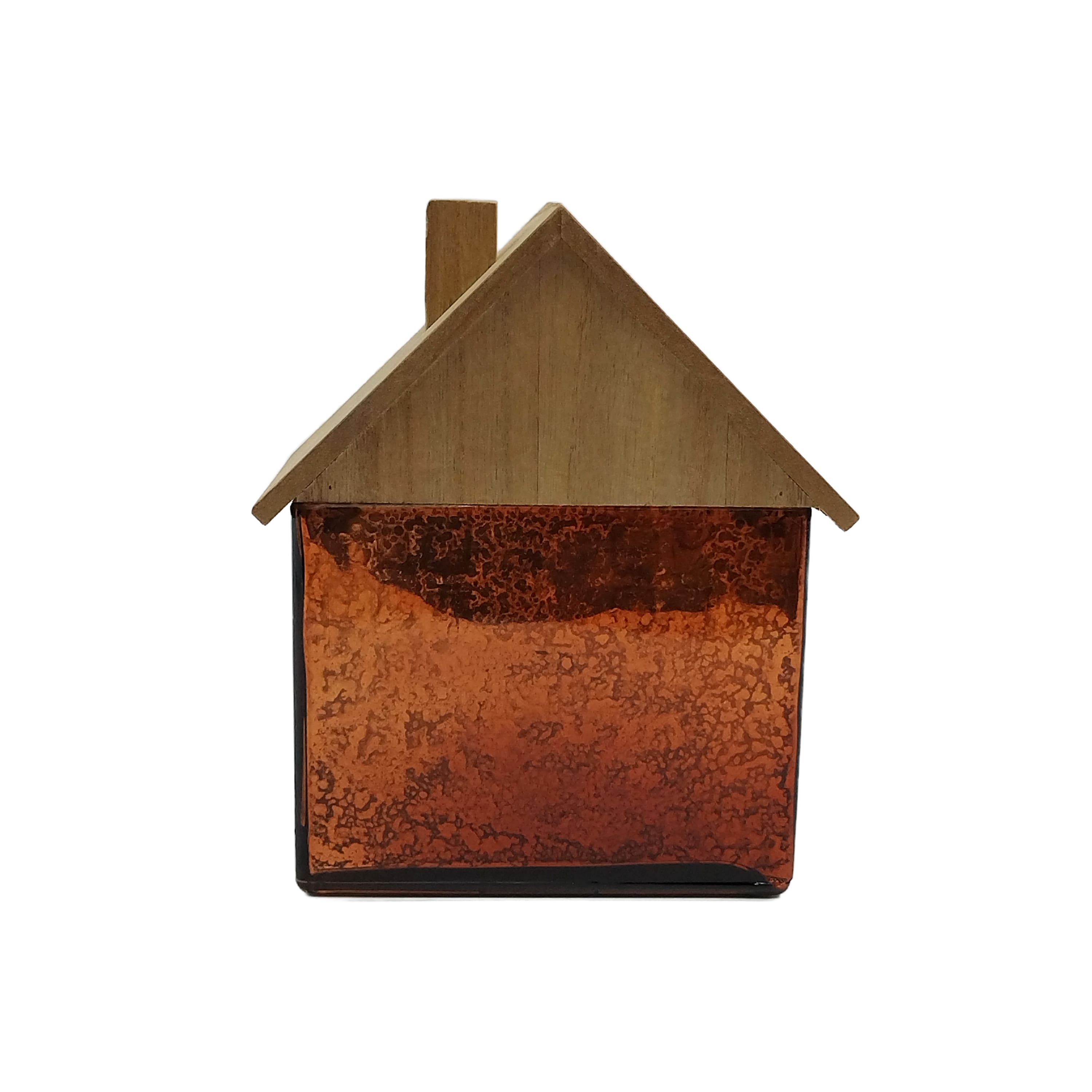7.5&#x22; Brown Glass House with Woodgrain Roof Tabletop D&#xE9;cor by Ashland&#xAE;