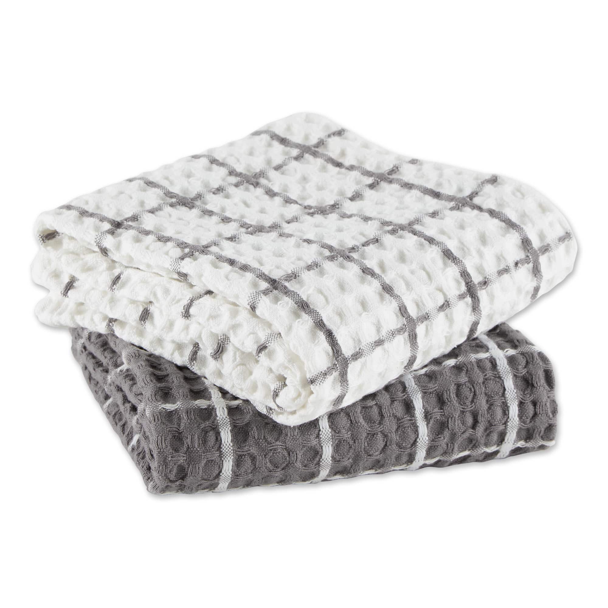 DII® Windowpane Oversized Washed Waffle Dishtowels, 2ct.