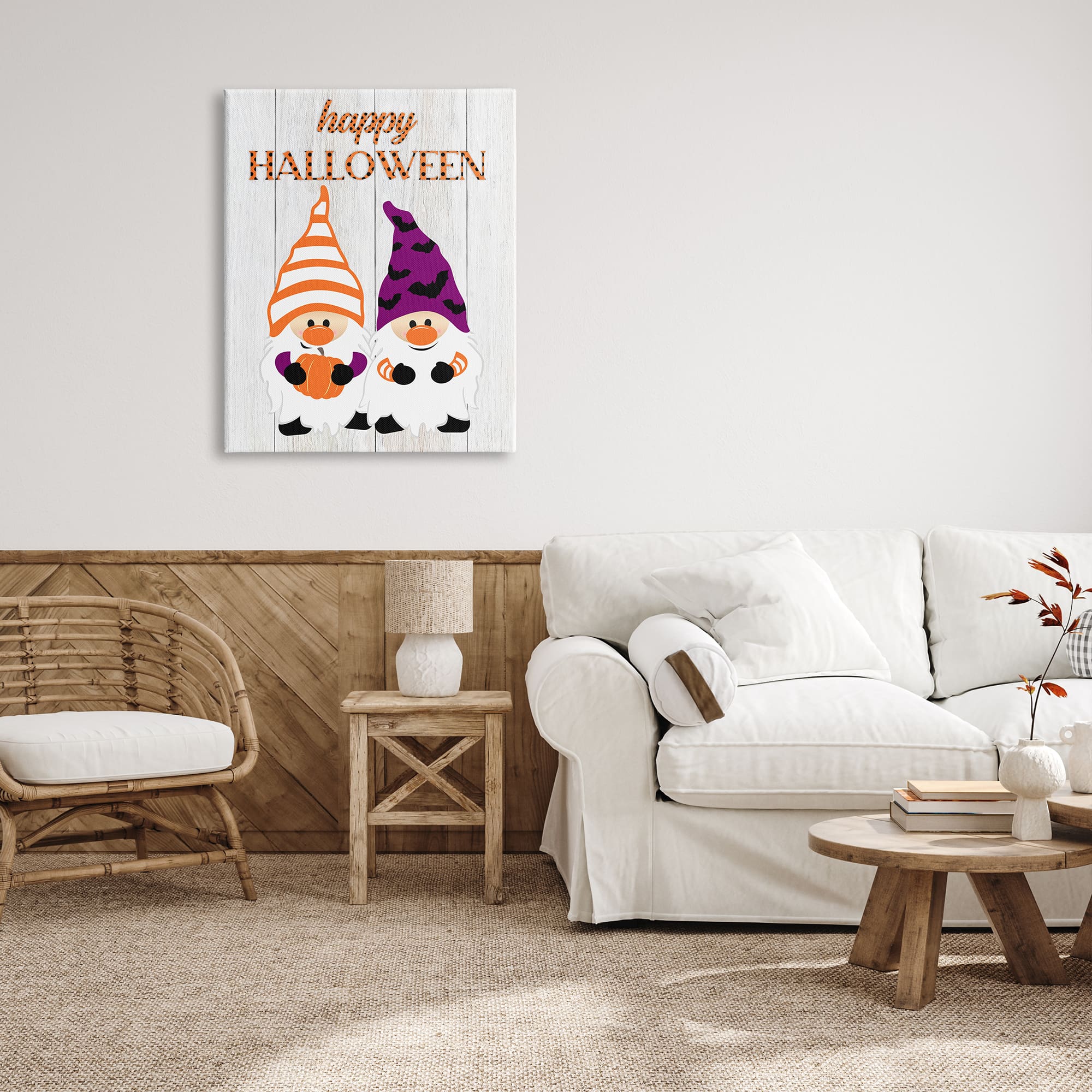 Stupell Industries Happy Halloween Seasonal Gnomes Canvas Wall Art