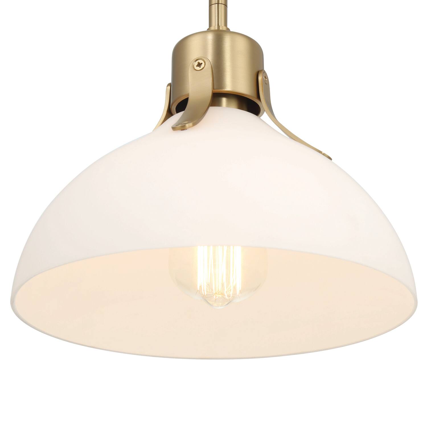Hello Honey&#xAE; Delano Gold &#x26; White Industrial Metal &#x26; Etched Glass Ceiling Light