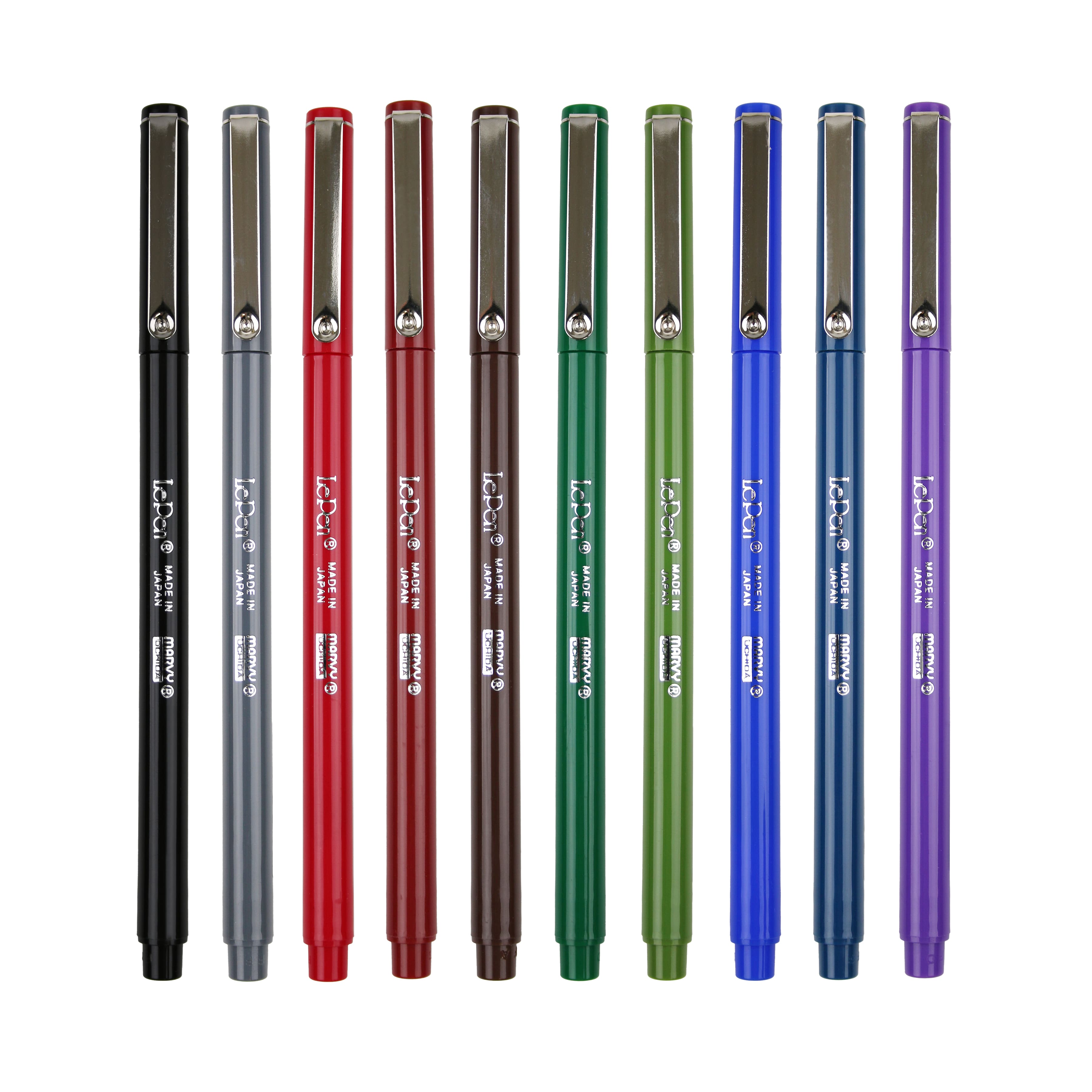 Marvy&#xAE; Uchida LePen&#xAE; Extra Fine 10 Color Dark Pen Set