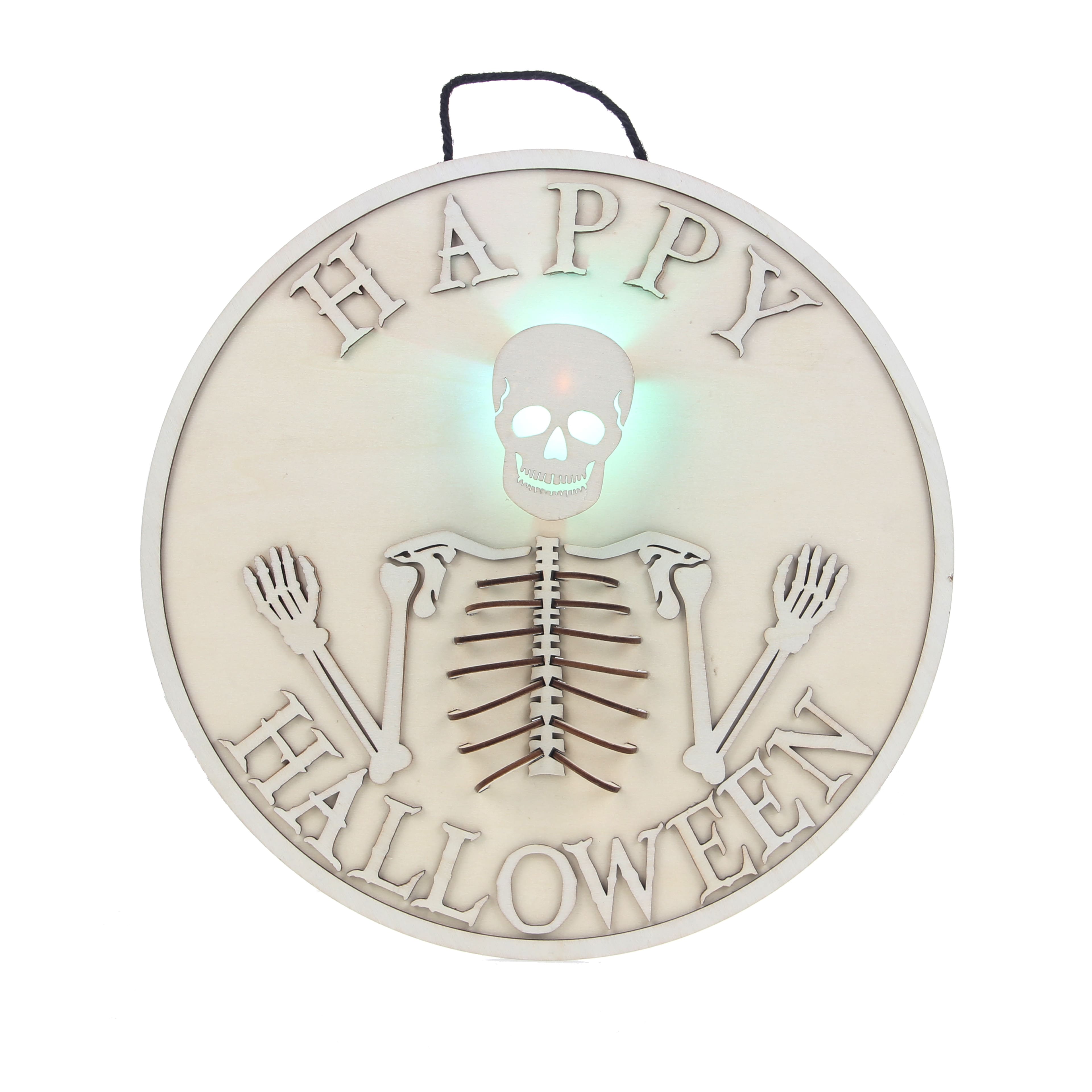 11.5&#x22; DIY Happy Halloween LED Hanging Wood D&#xE9;cor by Make Market&#xAE;