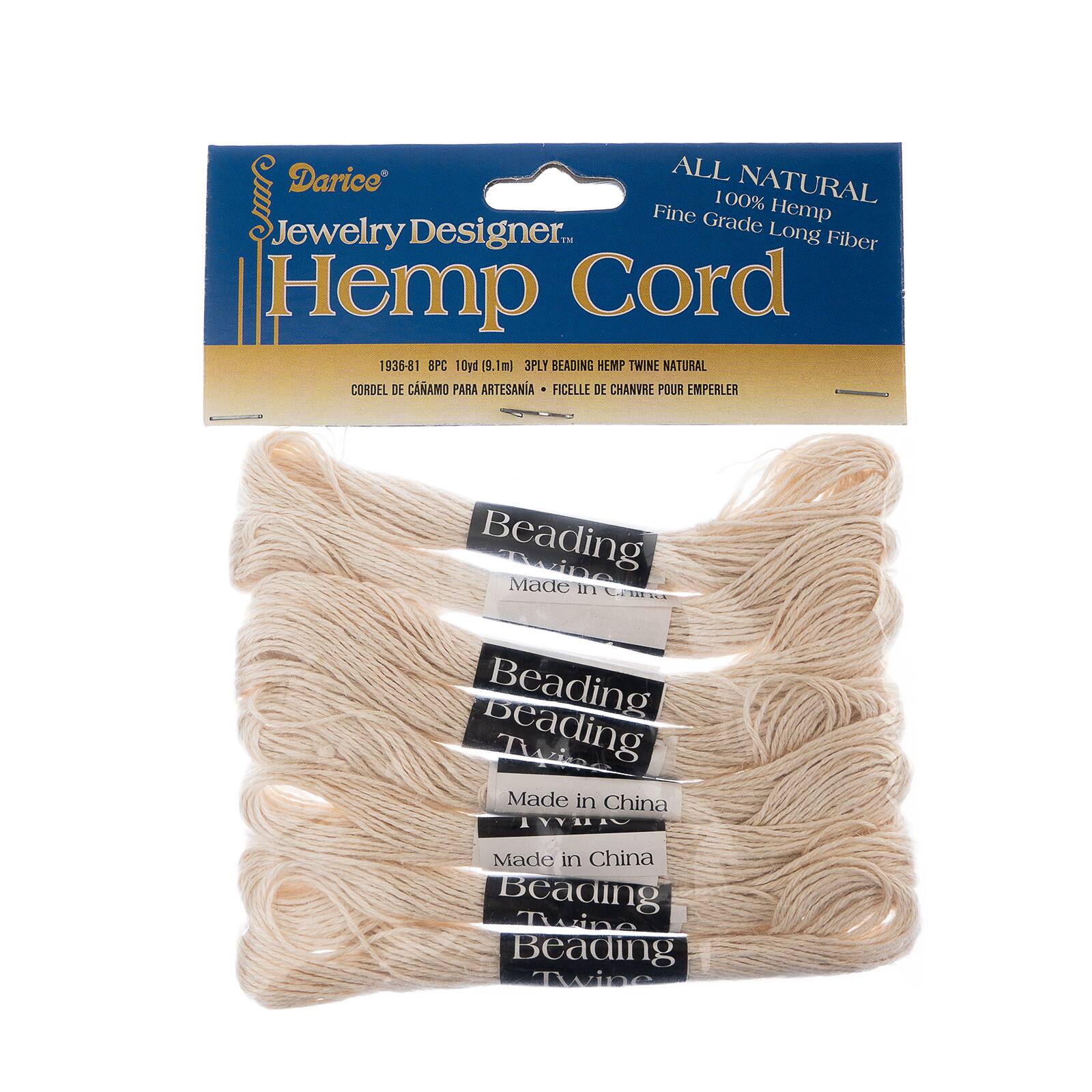 Darice® Natural 3-Ply Hemp Cord Beading Twine, 8ct.