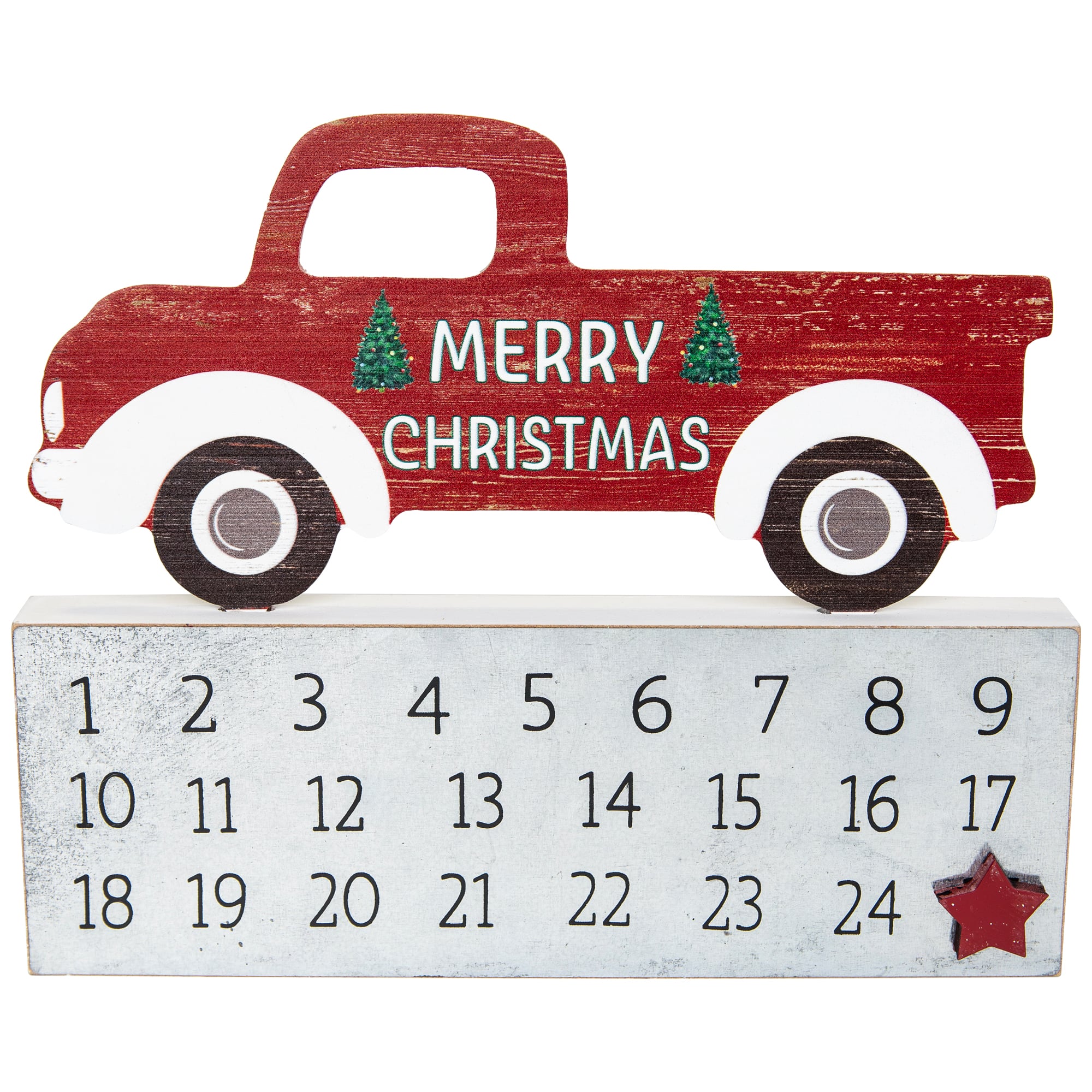 Merry Christmas Truck Wooden Advent Calendar - 9"