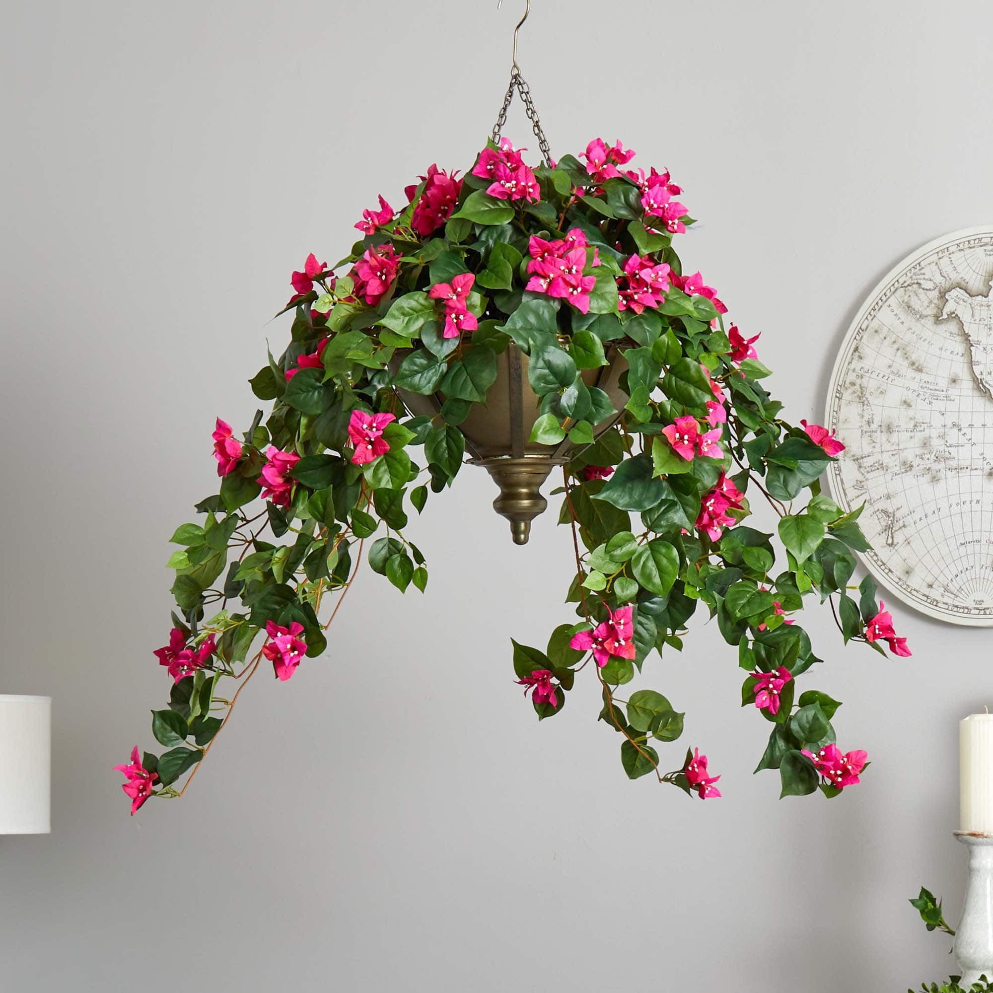 3ft. Pink Bougainvillea in Hanging Metal Bowl