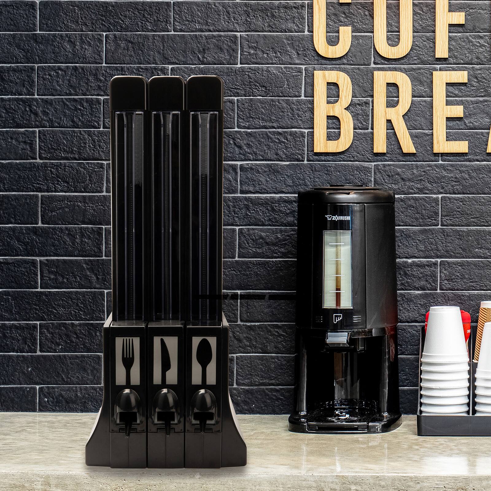 Mind Reader Black Refillable Utensil Dispenser