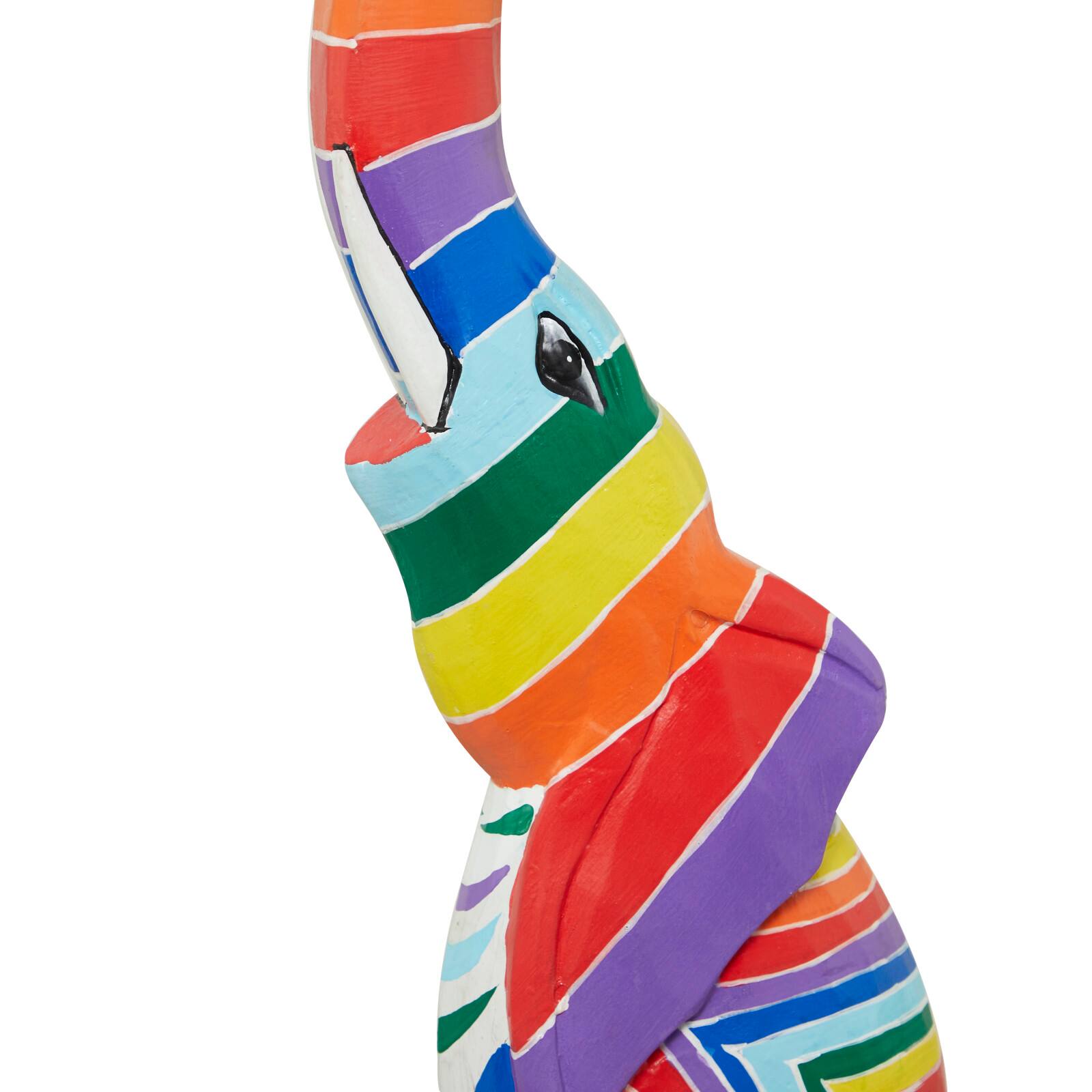 5ft. Multicolored Striped Wooden Elephant Sculpture