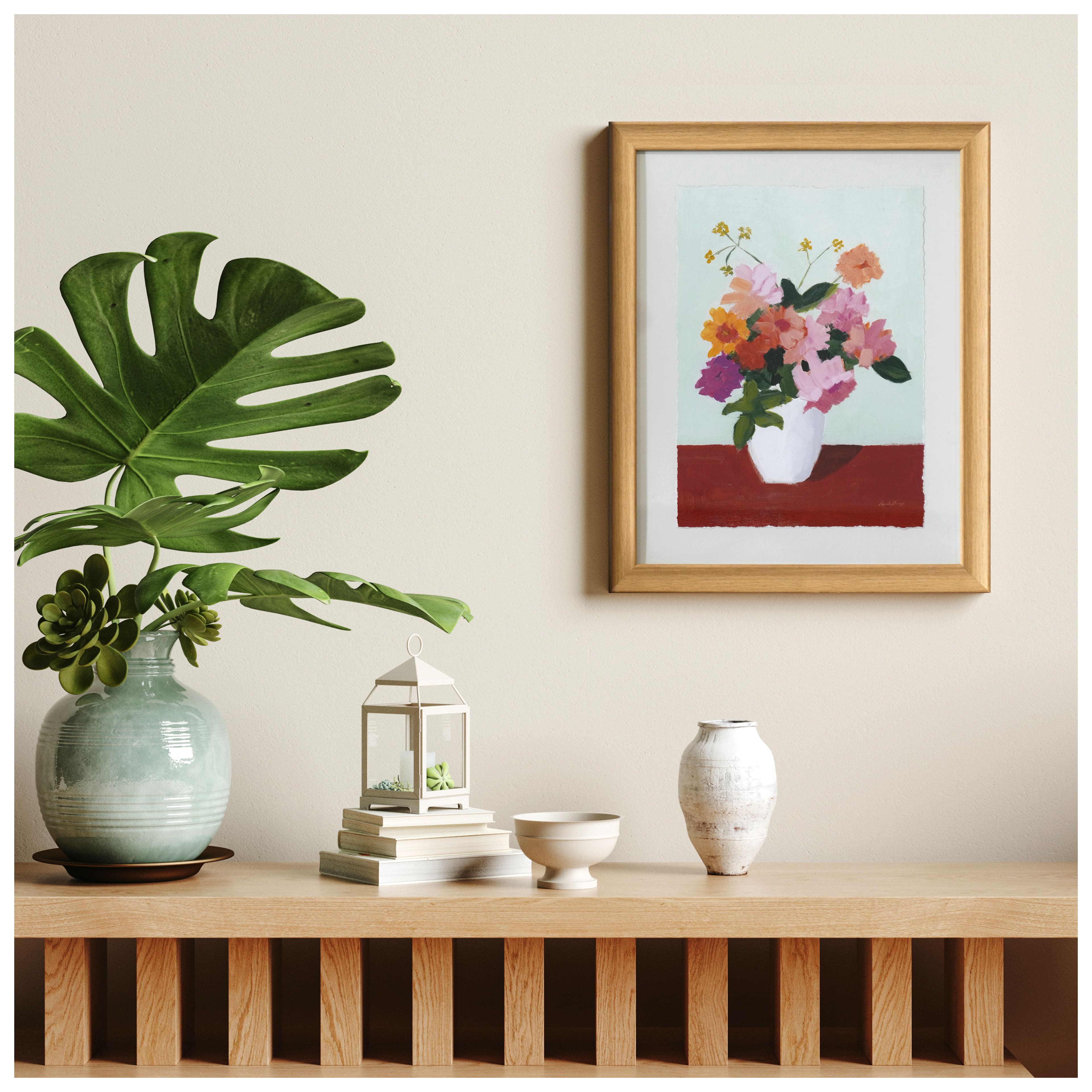 20&#x22; Pink, Coral &#x26; Orange Flower Still Life Wall Art by Ashland&#xAE;
