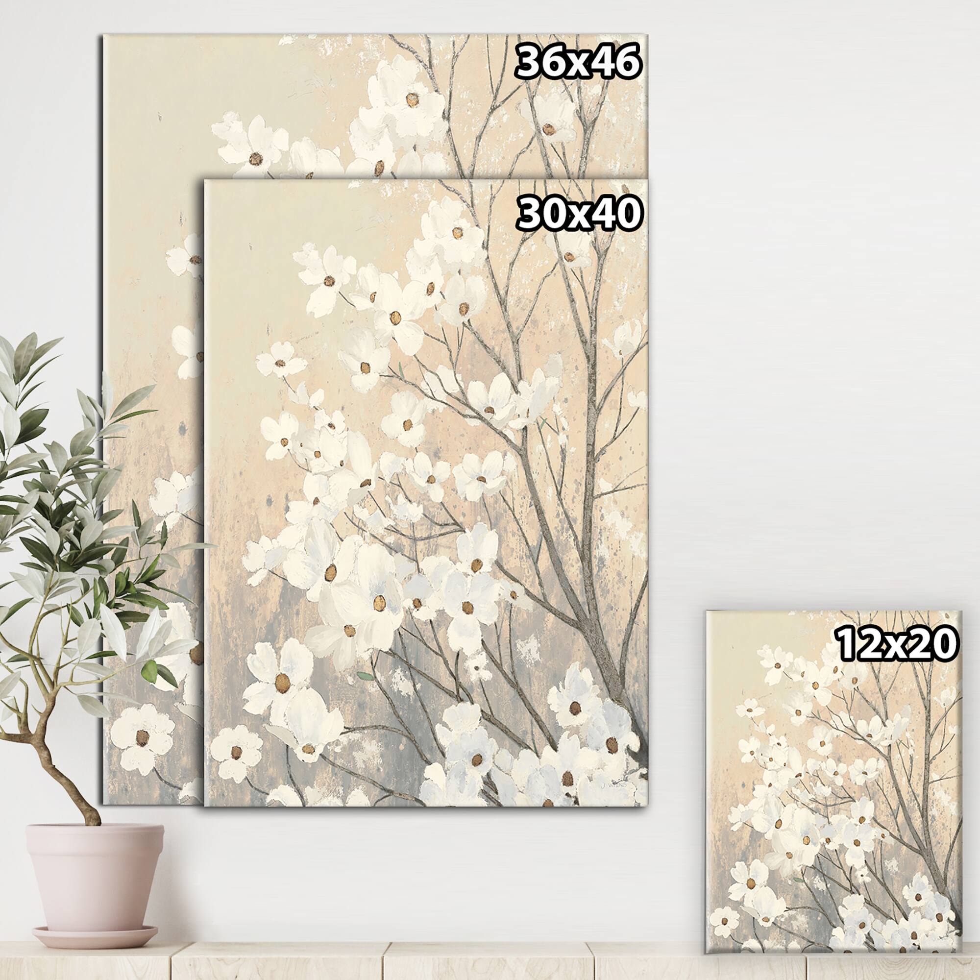 Designart - Brown onn Grey Blossoms