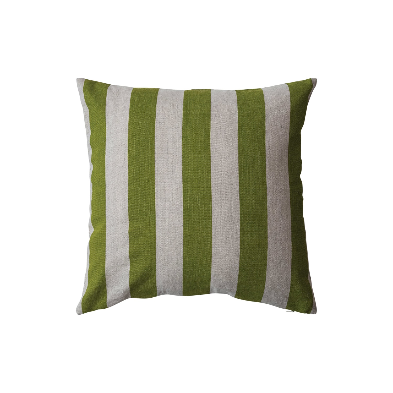 Hello Honey&#xAE; 20&#x22; Green &#x26; Natural Cotton &#x26; Linen Striped Pillow