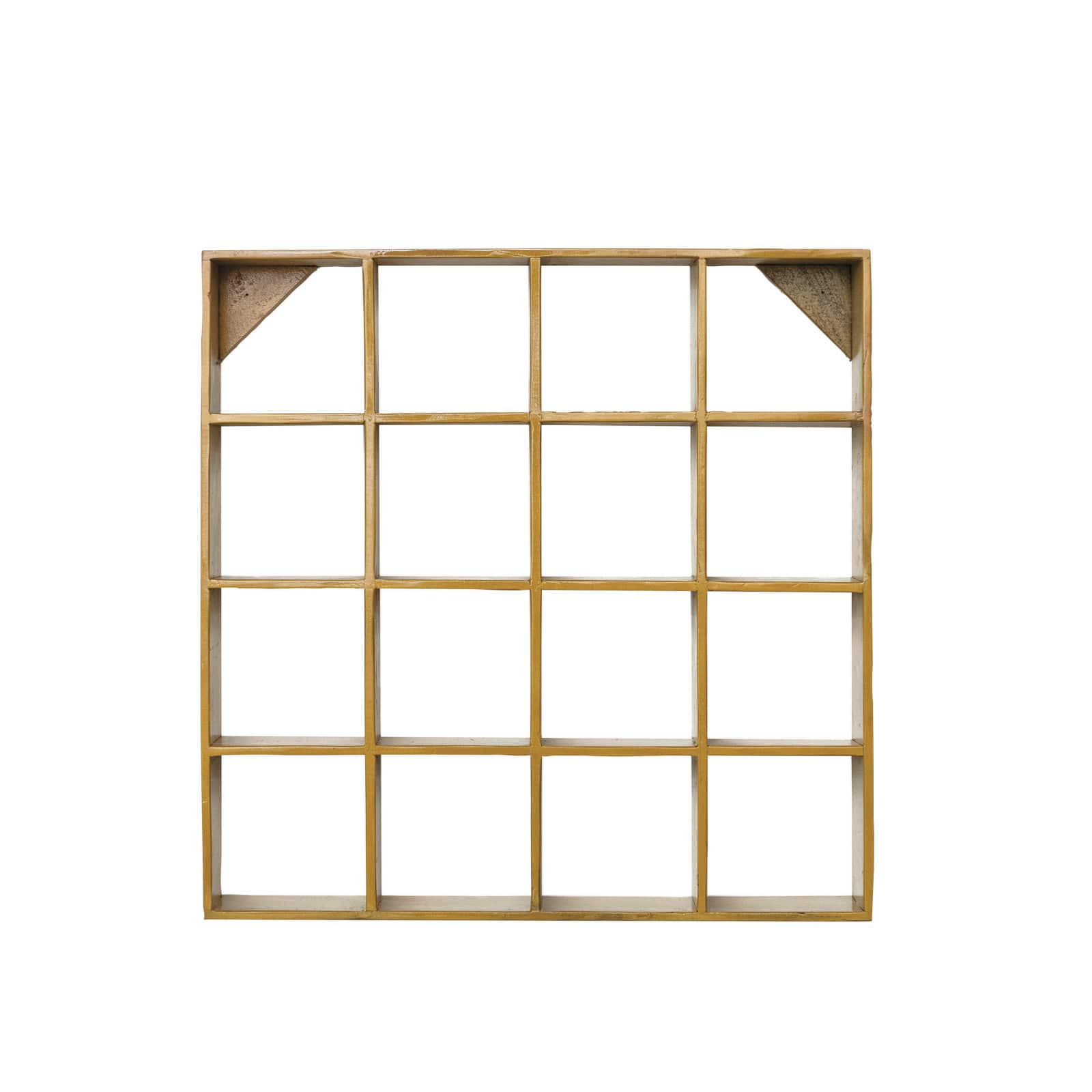 Hello Honey 27.5" Mustard Square Reclaimed Wood & Metal Wall Shelf