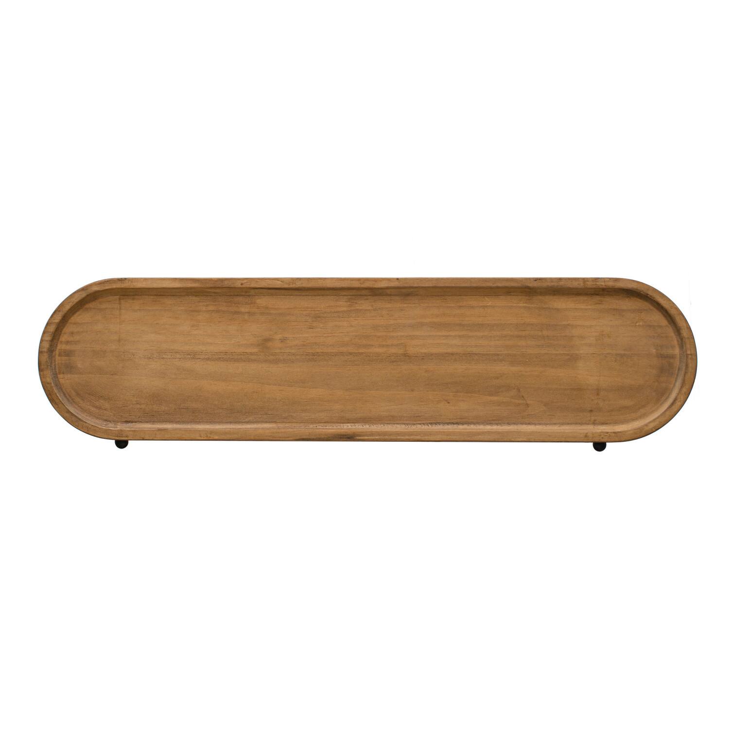 Hello Honey® Natural 28" Modern Oval Wood & Metal Wall Shelf
