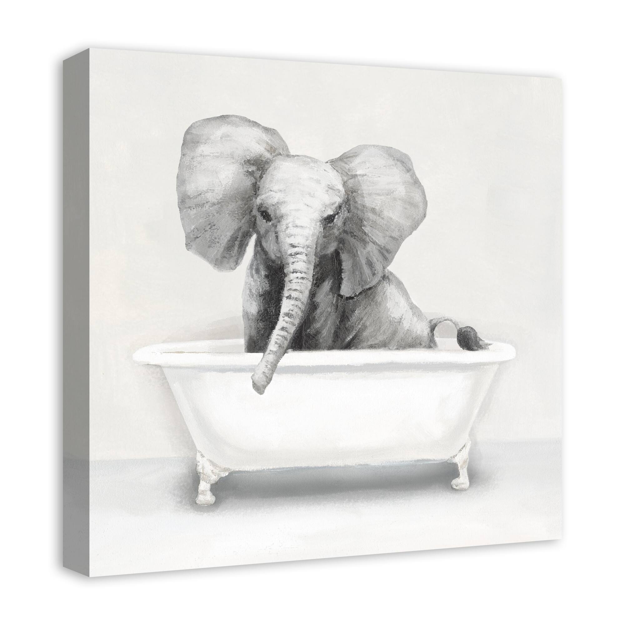 Elephant In The Tub 20" x 20" Canvas Wall Art