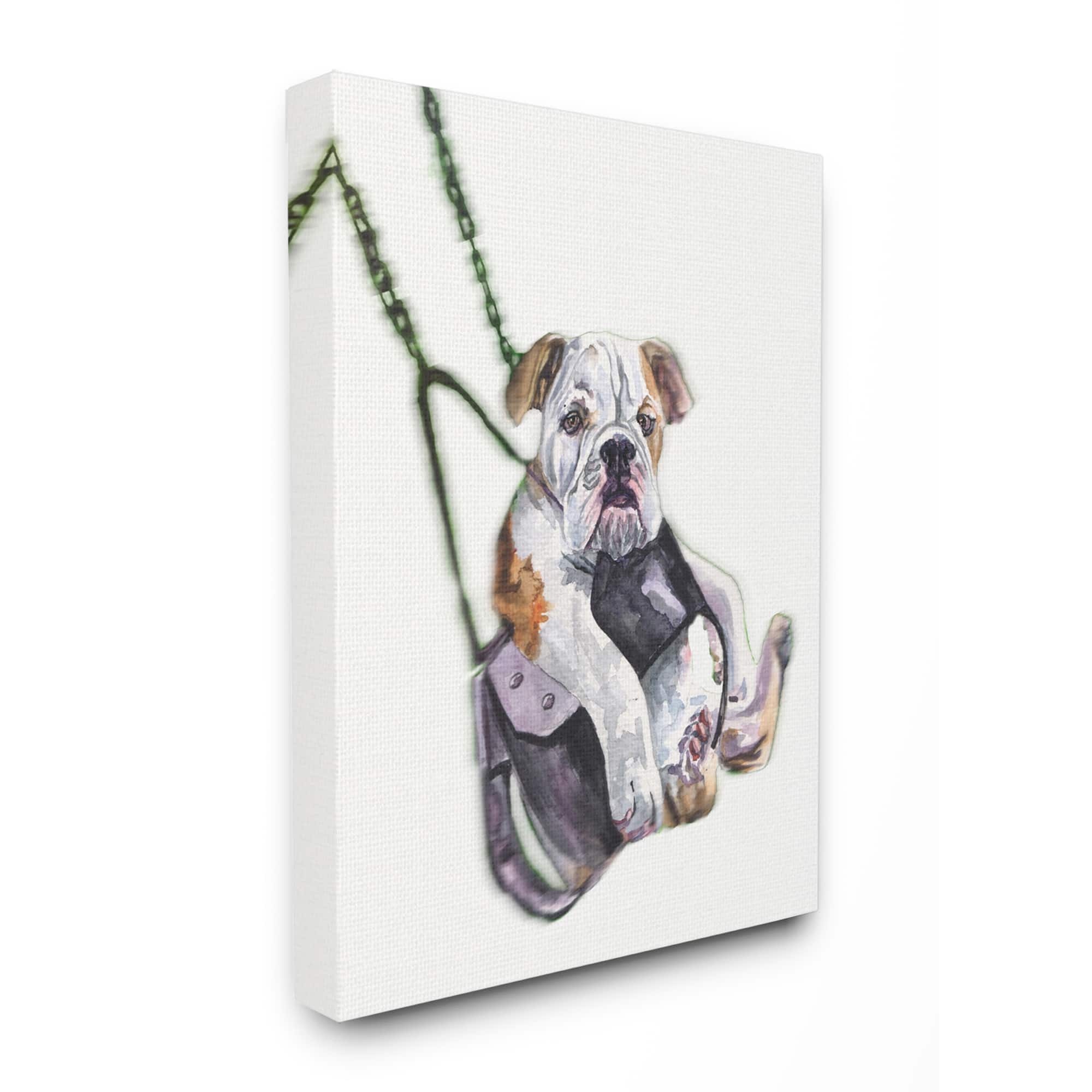 Stupell Industries Swing Funny Dog Pet Animal Watercolor Painting Canvas Wall Art