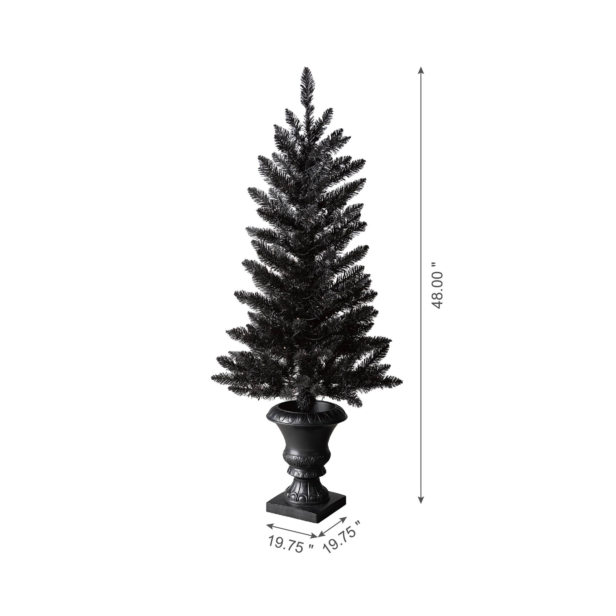 4ft. Pre-Lit Black Artificial Halloween Tree, LED Orange Lights