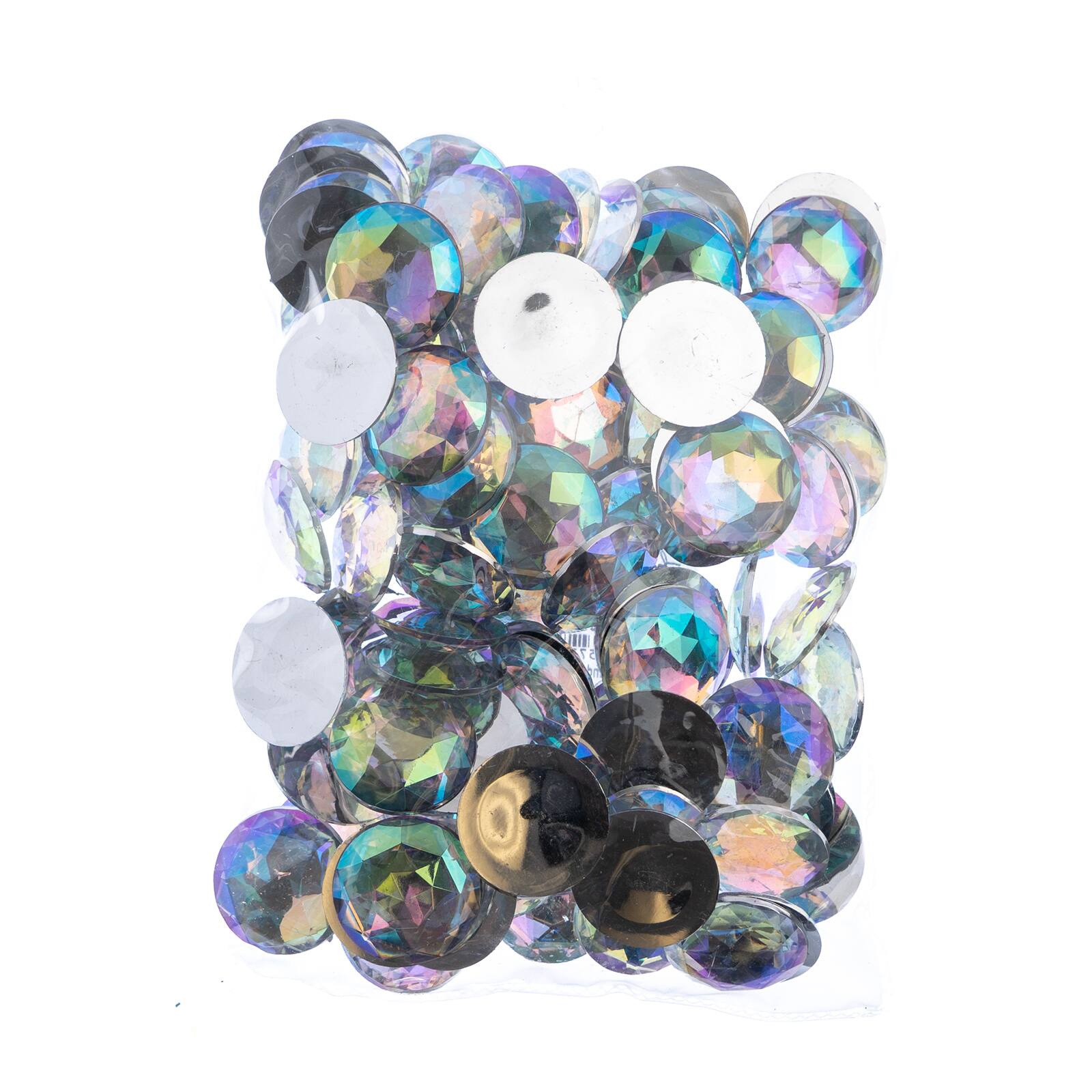 John Bead 25mm AB Acrylic Round Flat Back Rhinestones, 100ct.