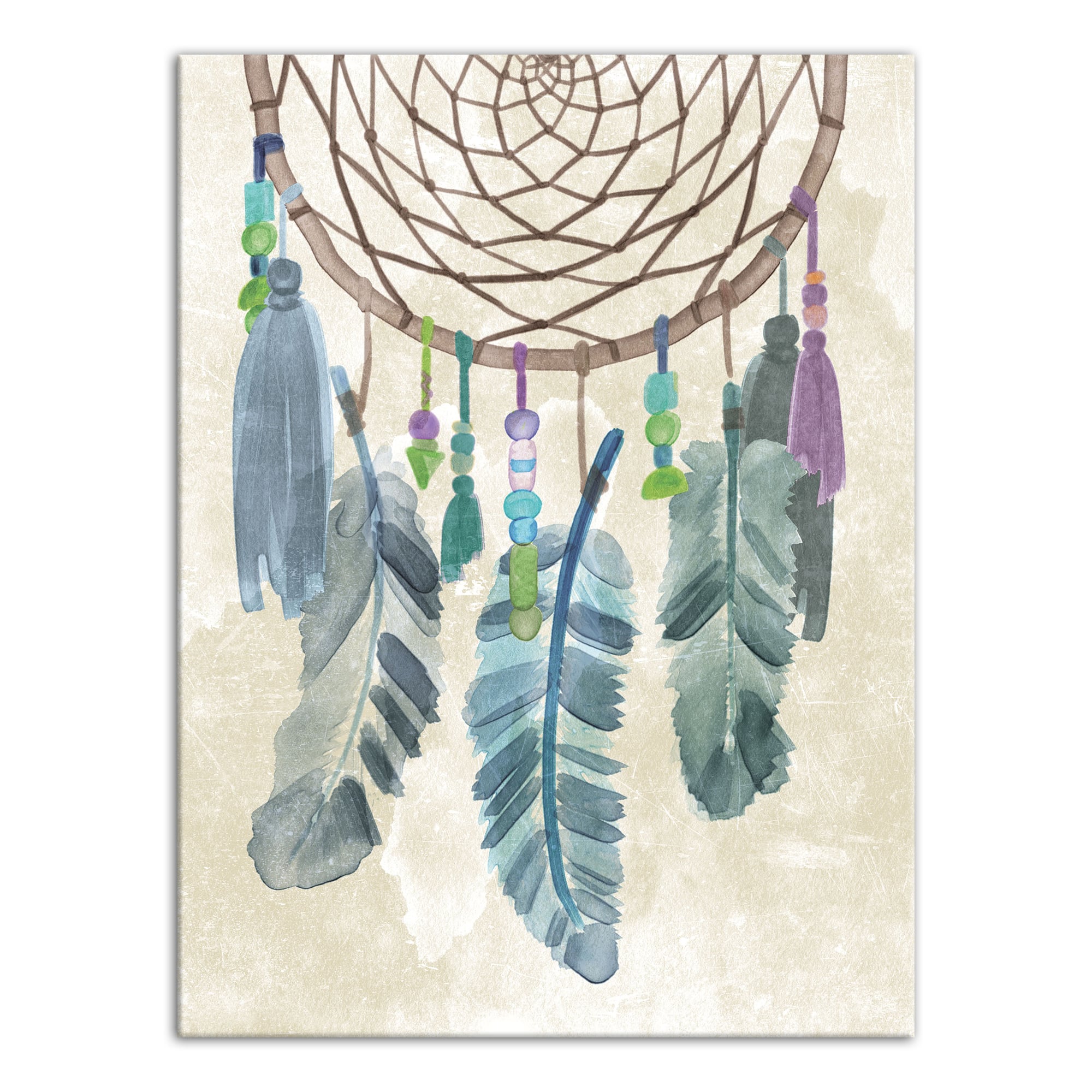 Blue Feather Dreamcatcher 12" x 16" Canvas Wall Art