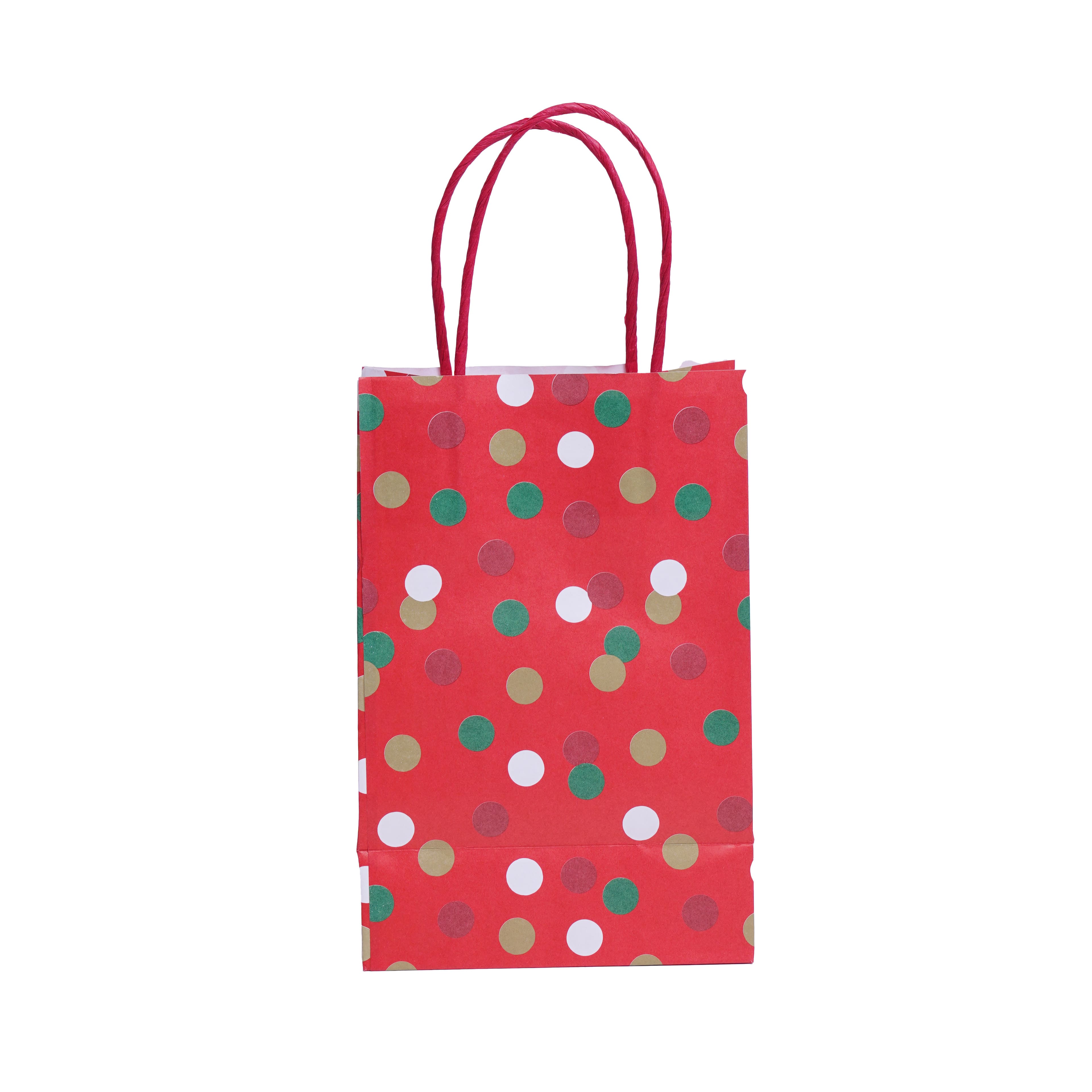 8&#x22; Christmas Polka Dot Gift Bags, 6ct. by Celebrate It&#x2122;