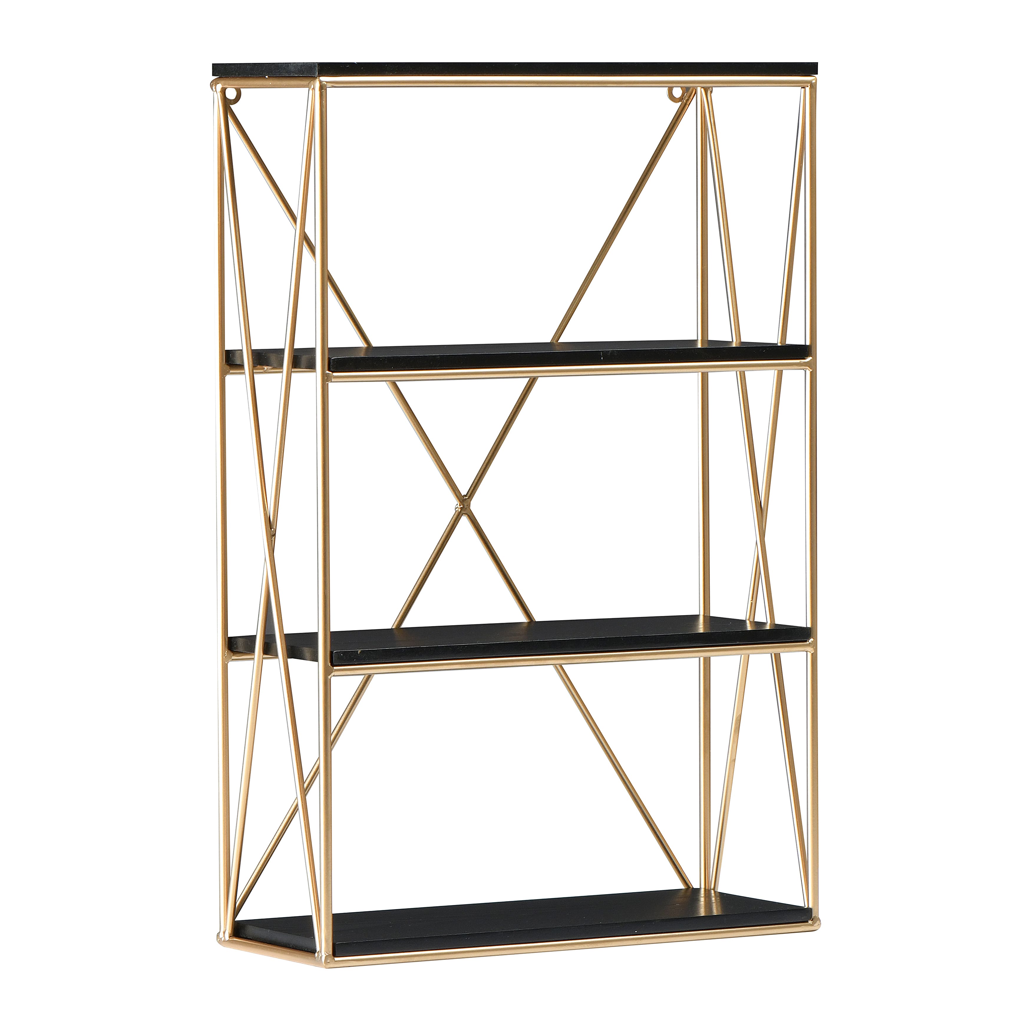 Hello Honey® 24" Wood & Gold Rectangle Wall Shelf