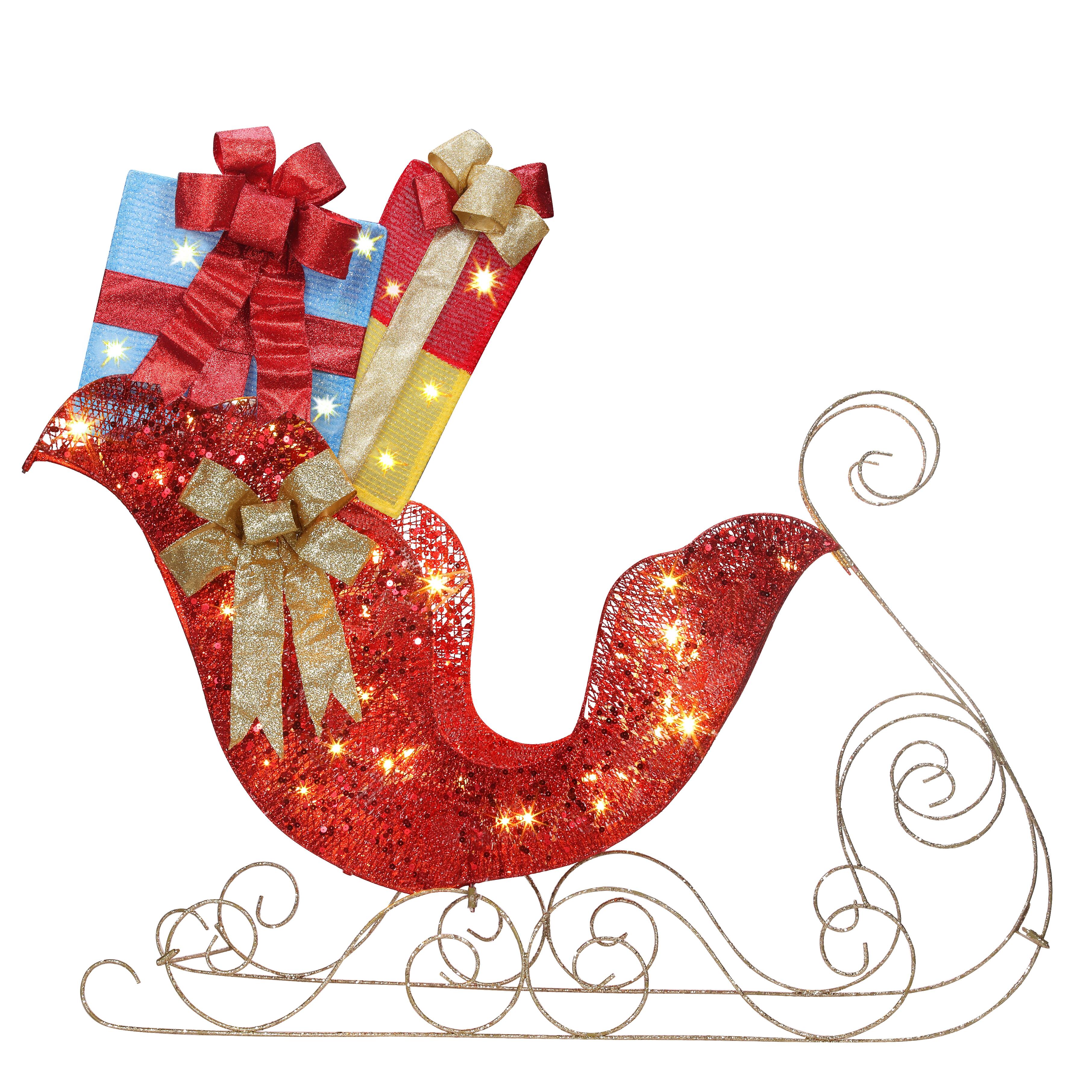 Haute Decor 40.5&#x22; Christmas Santa Sleigh Pre-Lit LED Yard D&#xE9;cor