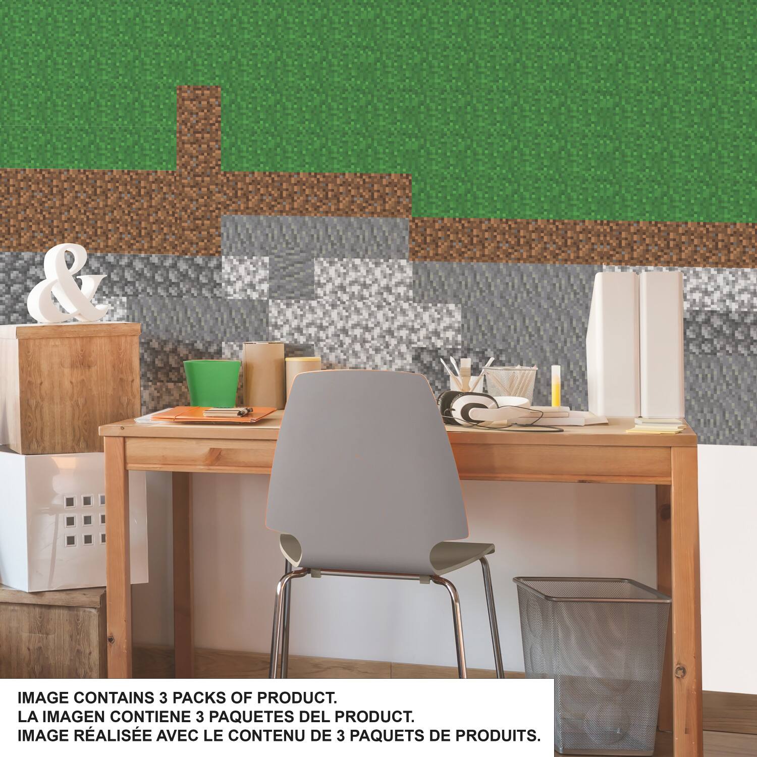 RoomMates Minecraft Block Strips Peel &#x26; Stick Wall Decal Set