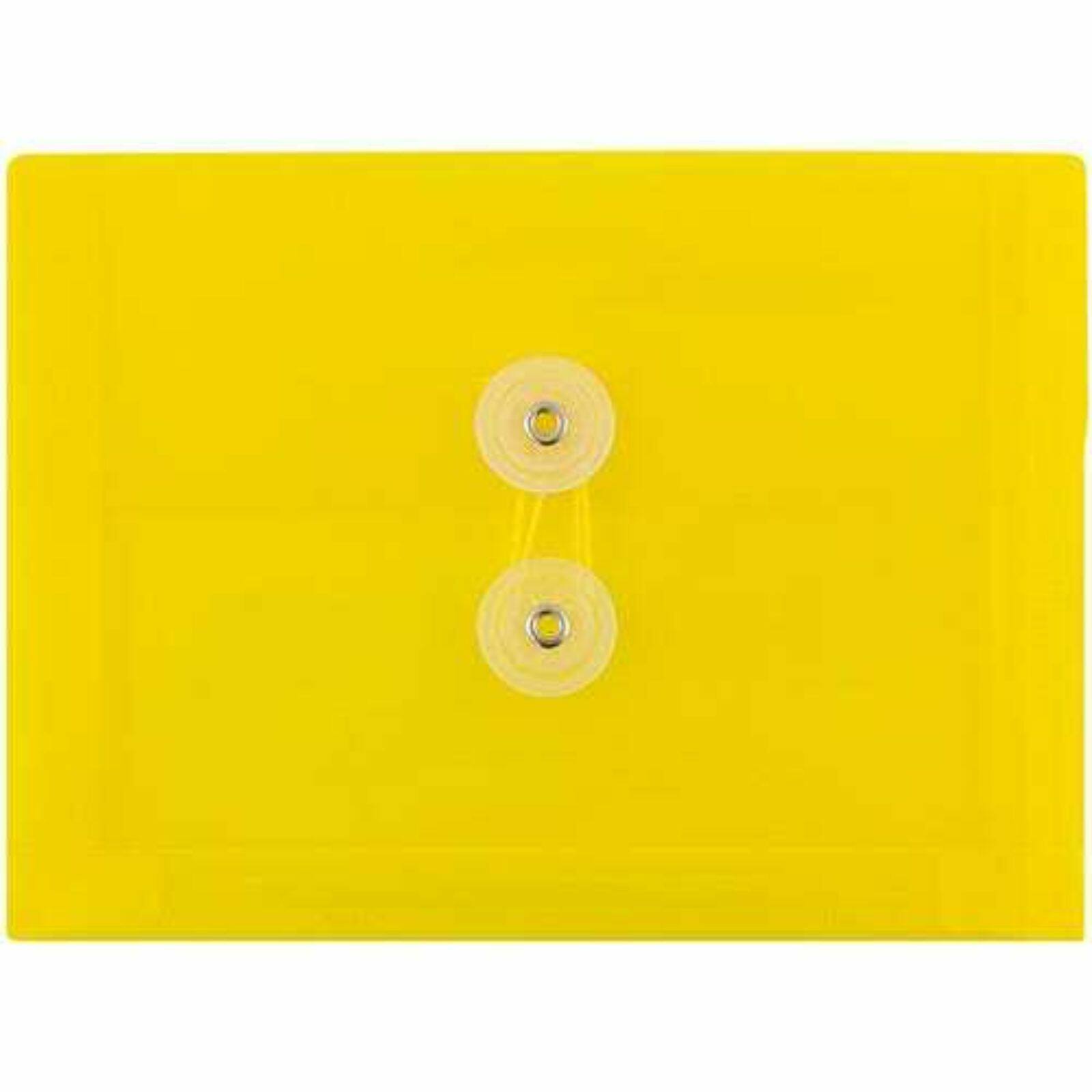 JAM Paper 5.25&#x22; x 7.5&#x22; Yellow Plastic Button String Booklet Envelopes, 24ct.