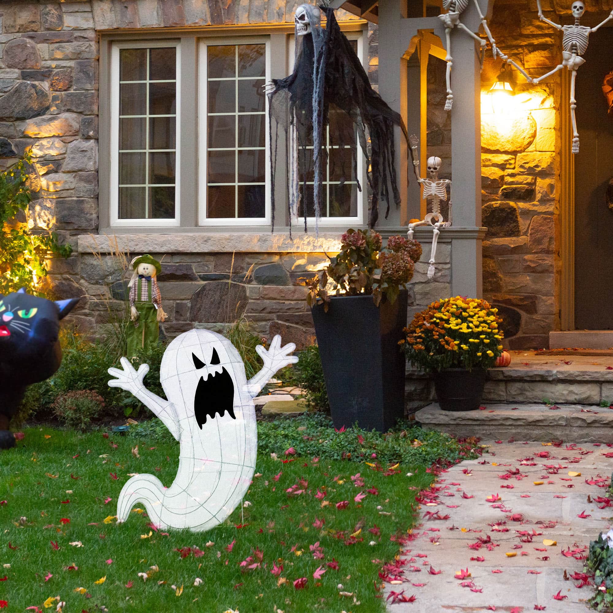 Glitzhome&#xAE; 35.5&#x22;H Lighted Halloween 2.5D Ghosts Outdoor Decor