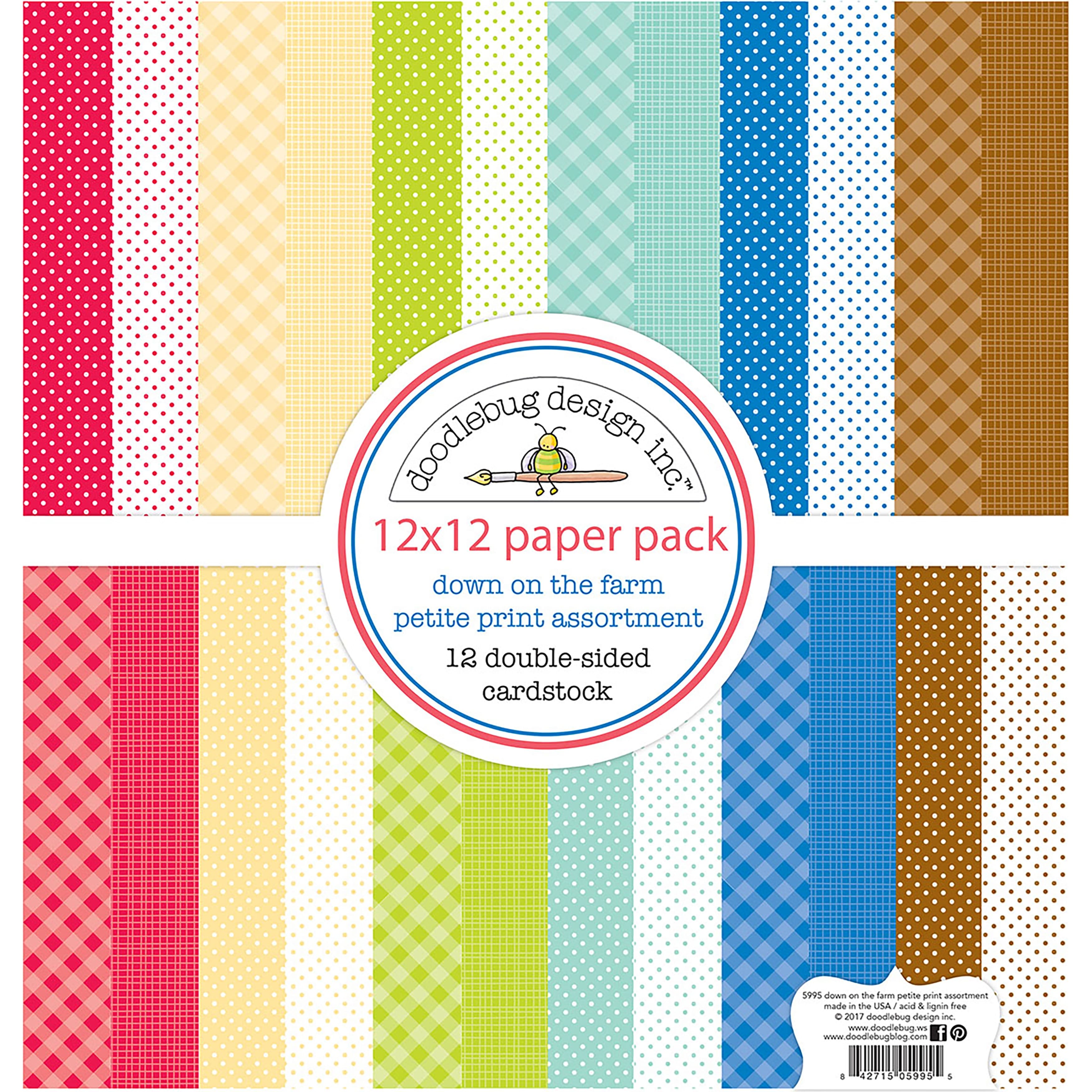 Doodlebug Design Inc.&#x2122; Petite Prints Down on the Farm 12&#x22; x 12&#x22; Cardstock, 12 Sheets
