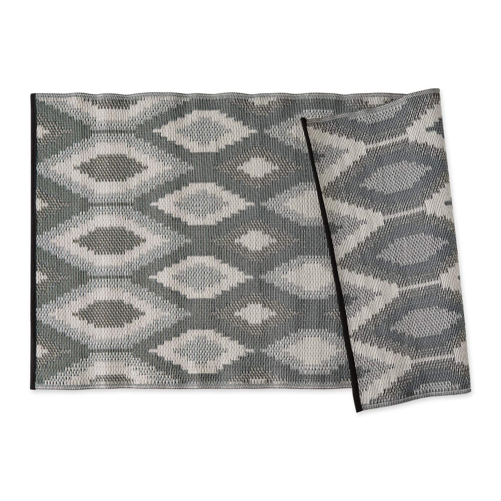 Black and Gray Ikat Outdoor Floor Runner 3ft. x 6ft.