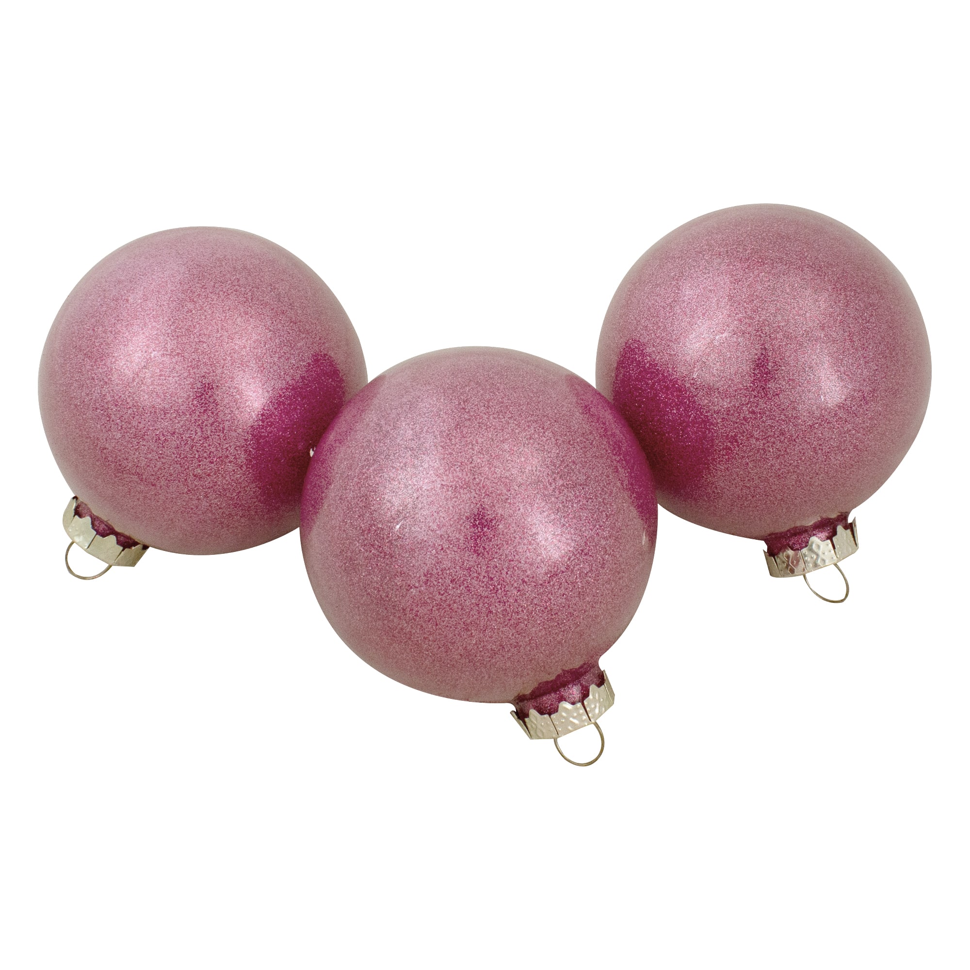12ct. 3" Glitter & Matte Magenta Pink Finial & Glass Ball Christmas Ornaments