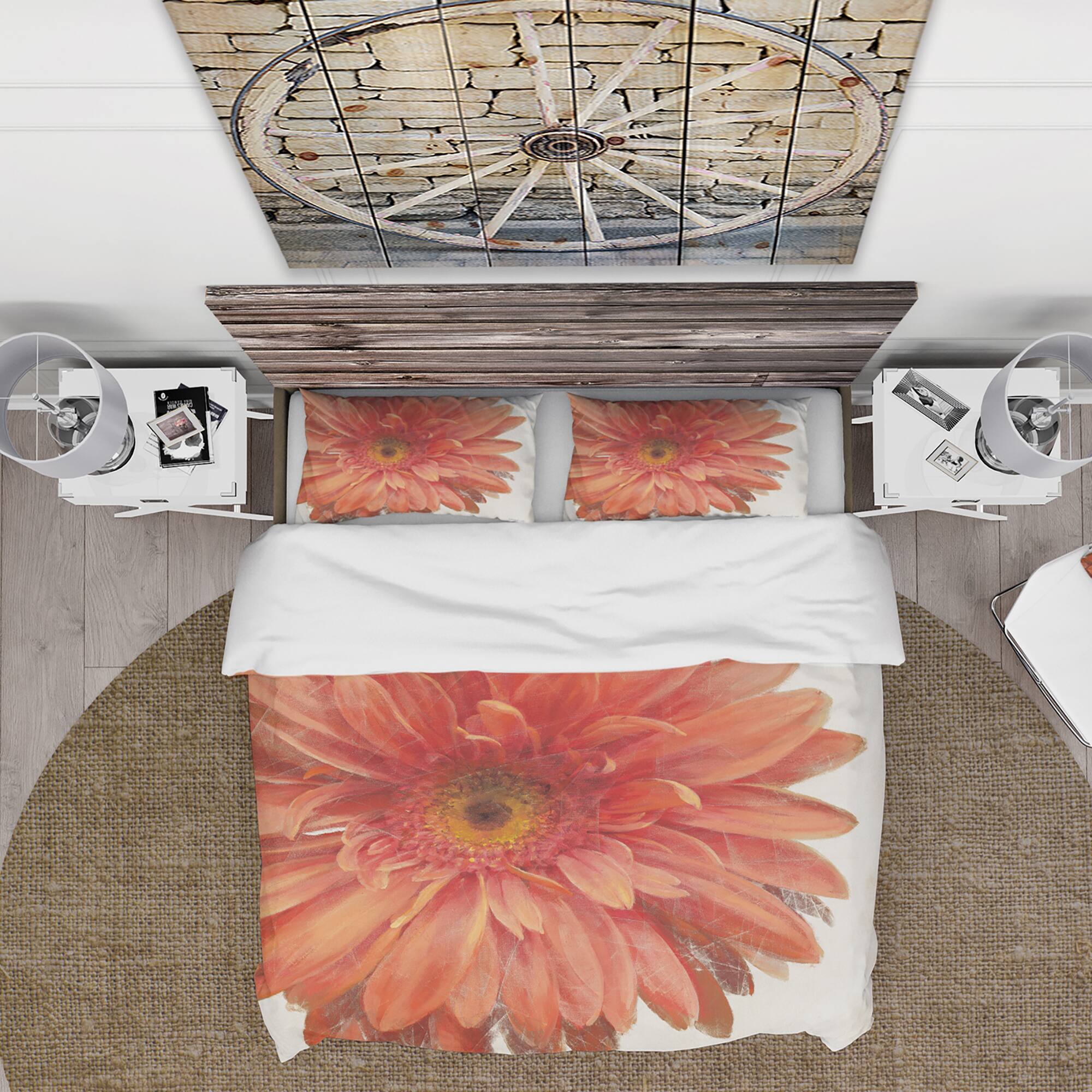 Designart &#x27;Vivid Red Daisy&#x27; Traditional Bedding Set - Duvet Cover &#x26; Shams