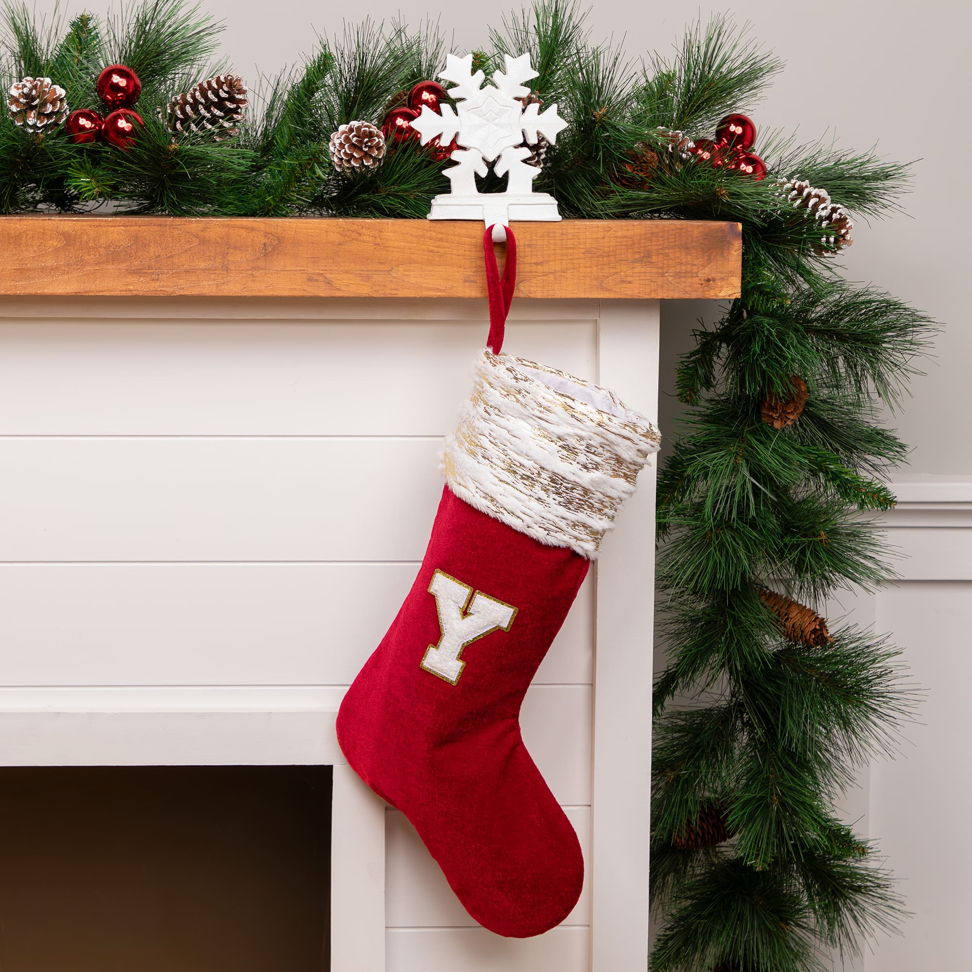 Velvet JOY Christmas Stockings - 20"- Red - Set of 3