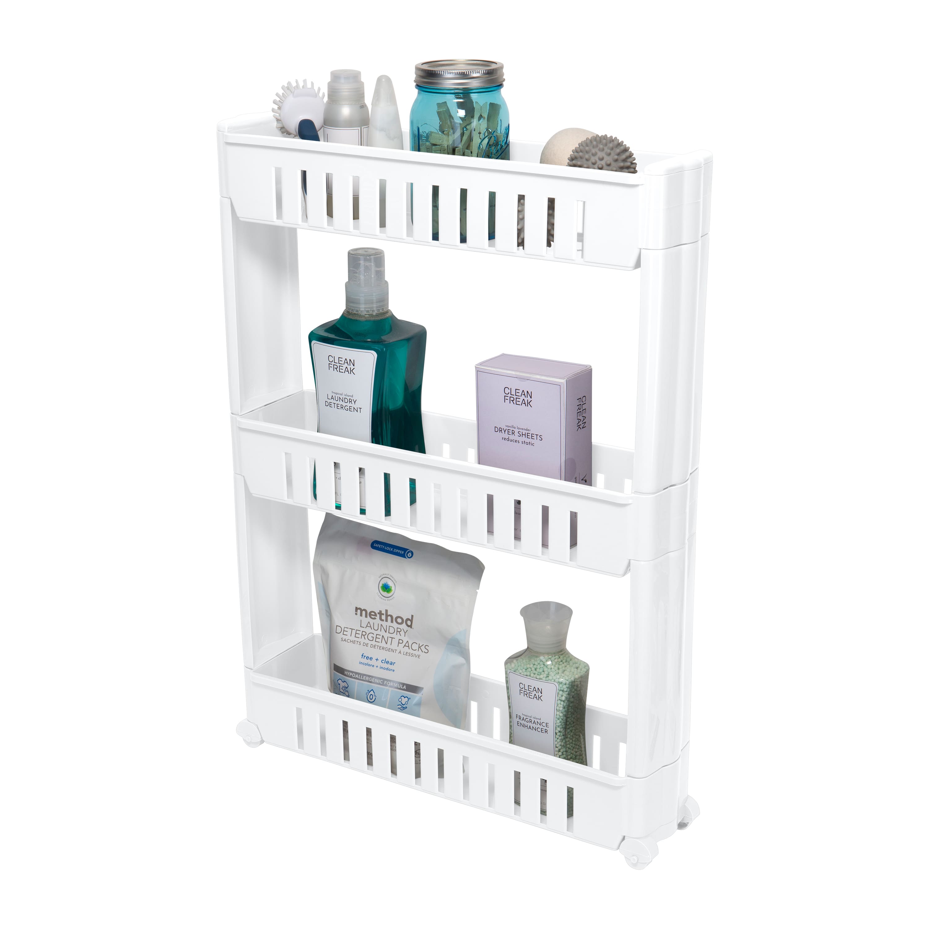 Simplify White 3-Tier Slim Slide Out Storage Cart