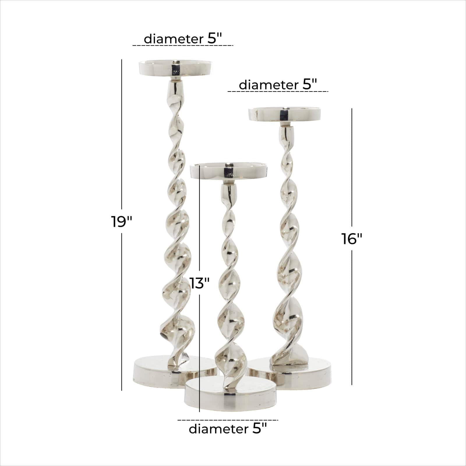 Silver Aluminum Candle Holder Set