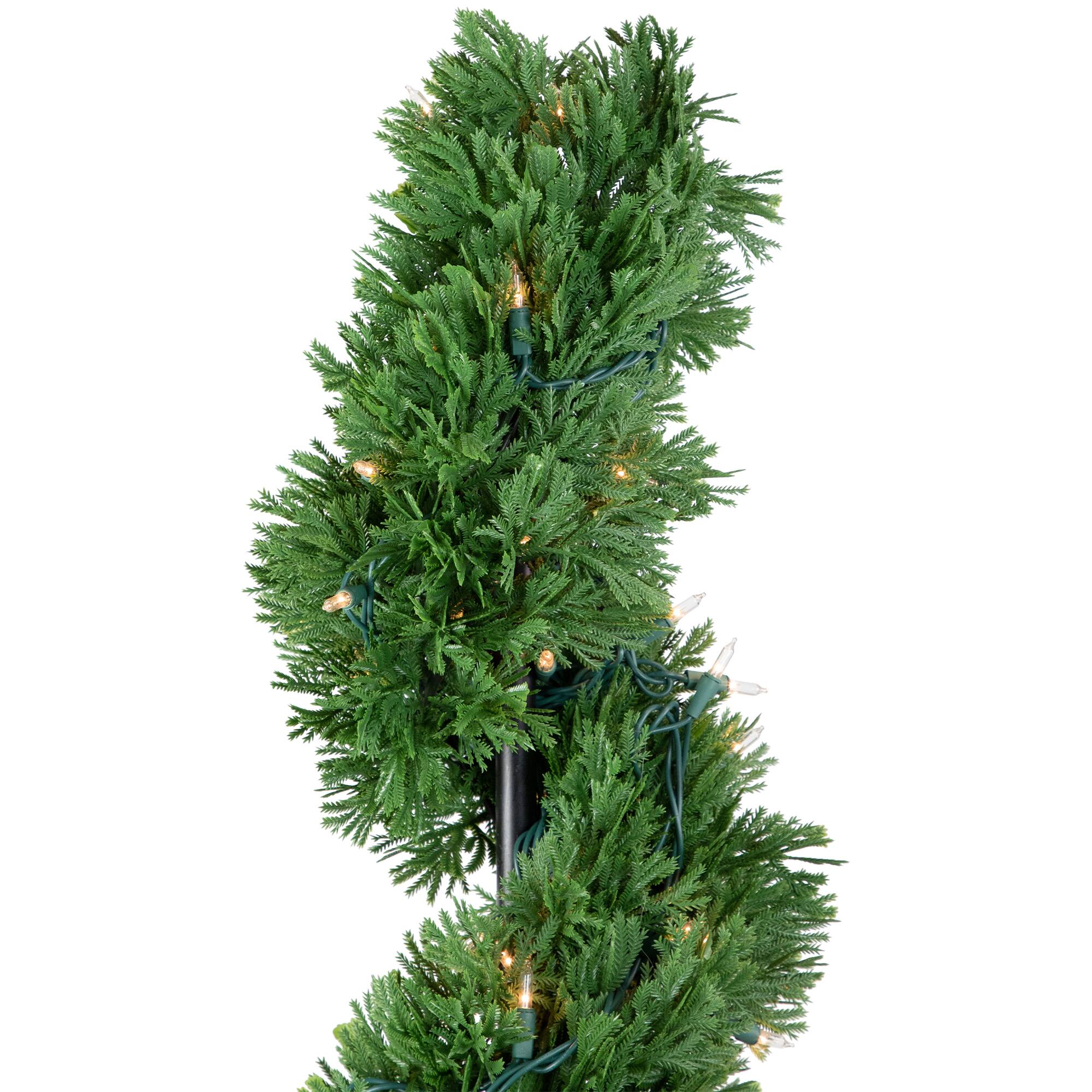 4.5ft. Pre-Lit Artificial Cedar Spiral Topiary Tree in Urn Style Pot, Clear Lights