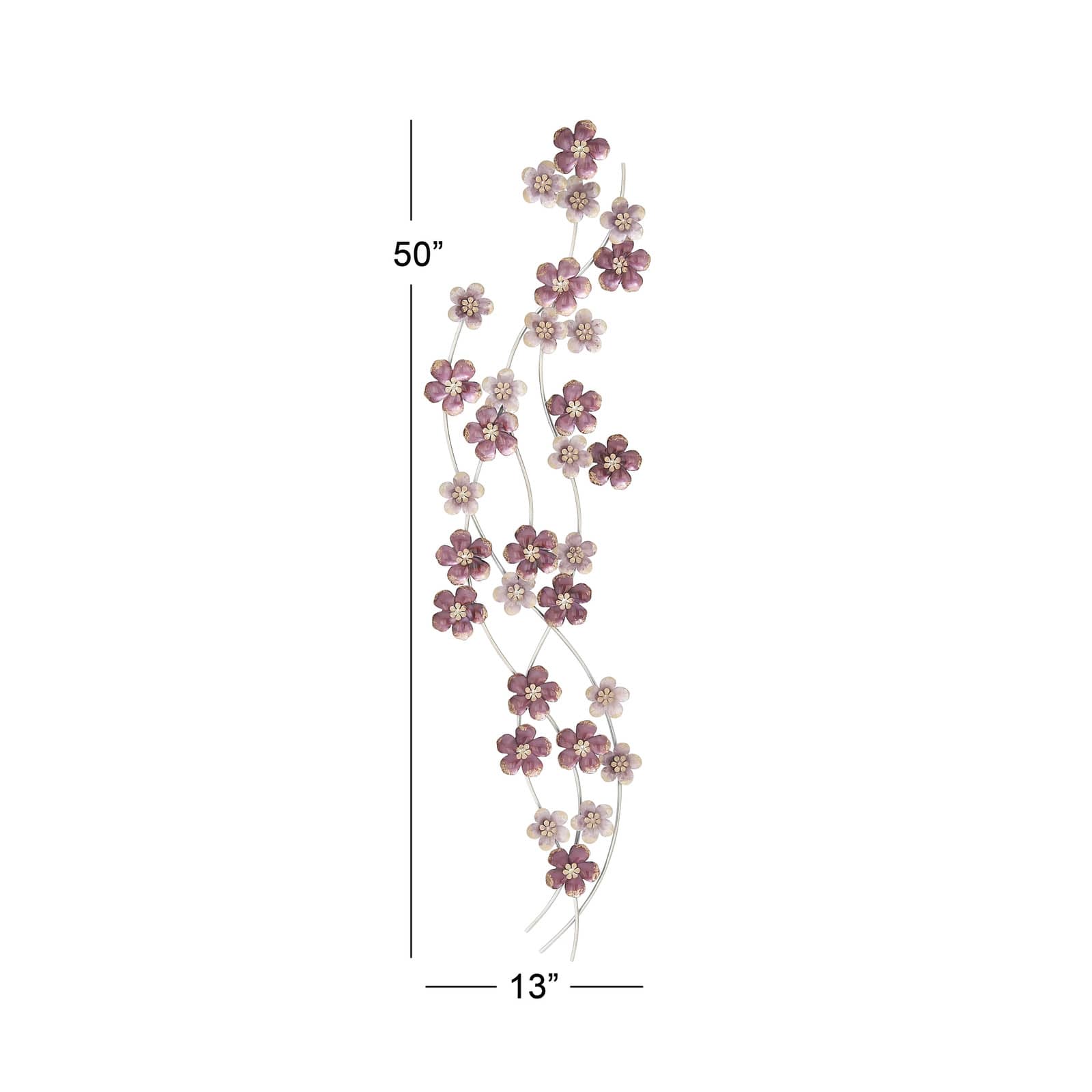 50&#x22; Purple Glam Floral Wall D&#xE9;cor