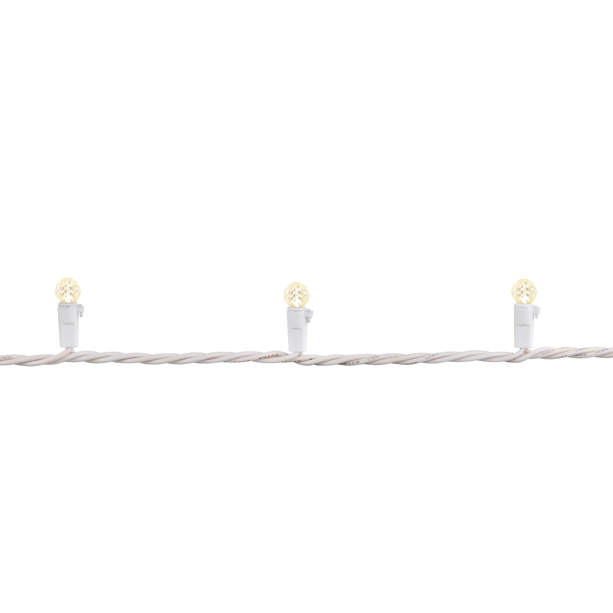 50ct. Warm White LED G12 Berry Mini Christmas String Lights with White Wire