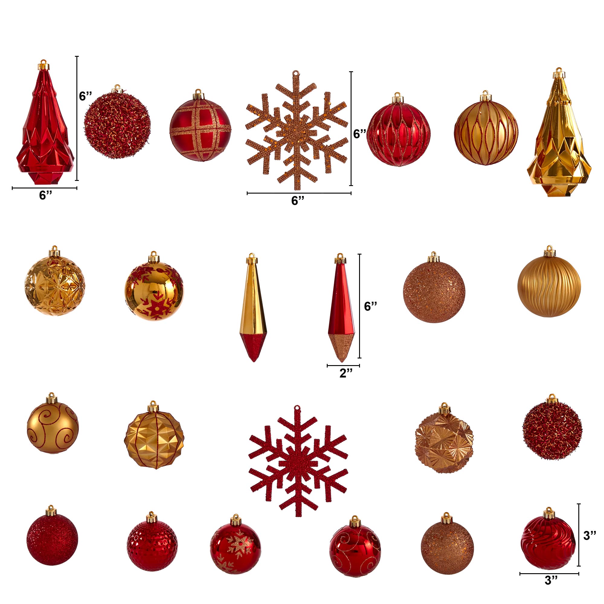 52ct. 6" Red & Gold Shatterproof Ornament Set