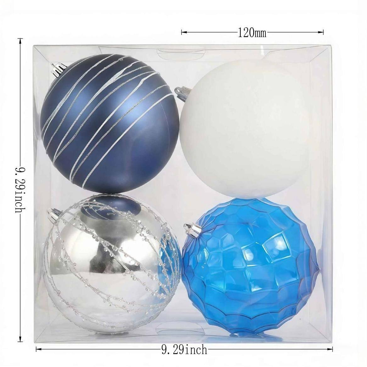 Assorted 4 Pack 4.7&#x22; Blue &#x26; Silver Shatterproof Ball Ornaments, 1pc. by Ashland&#xAE;