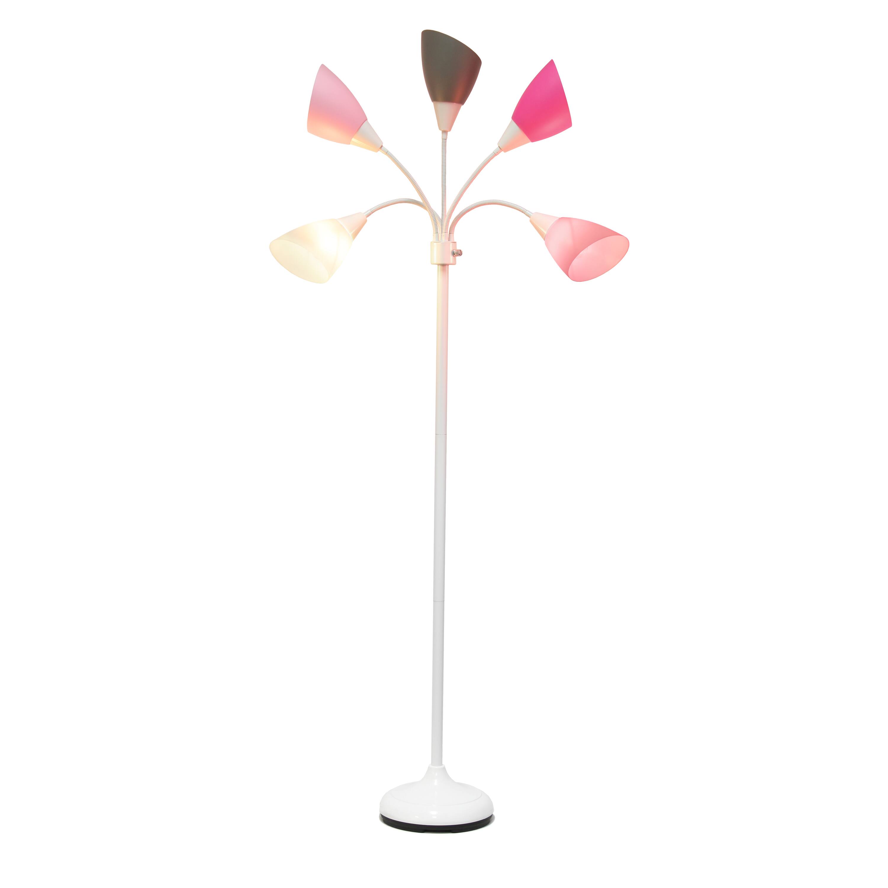 Simple Designs&#x2122; 5.6ft. 5-Light Gooseneck White Floor Lamp