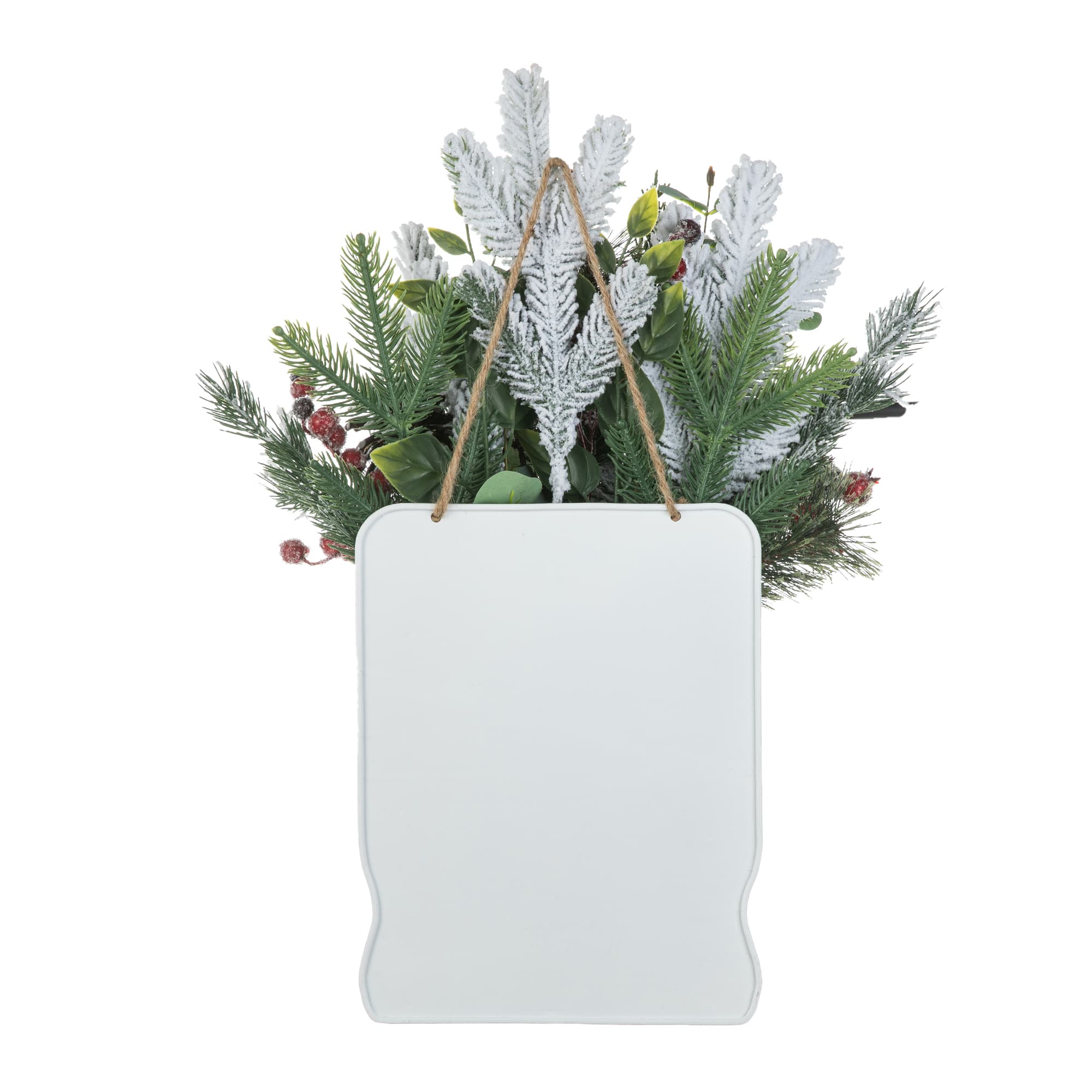 Glitzhome&#xAE; 21&#x22; Christmas Pine Needle &#x26; Berry Ribbon Centerpiece