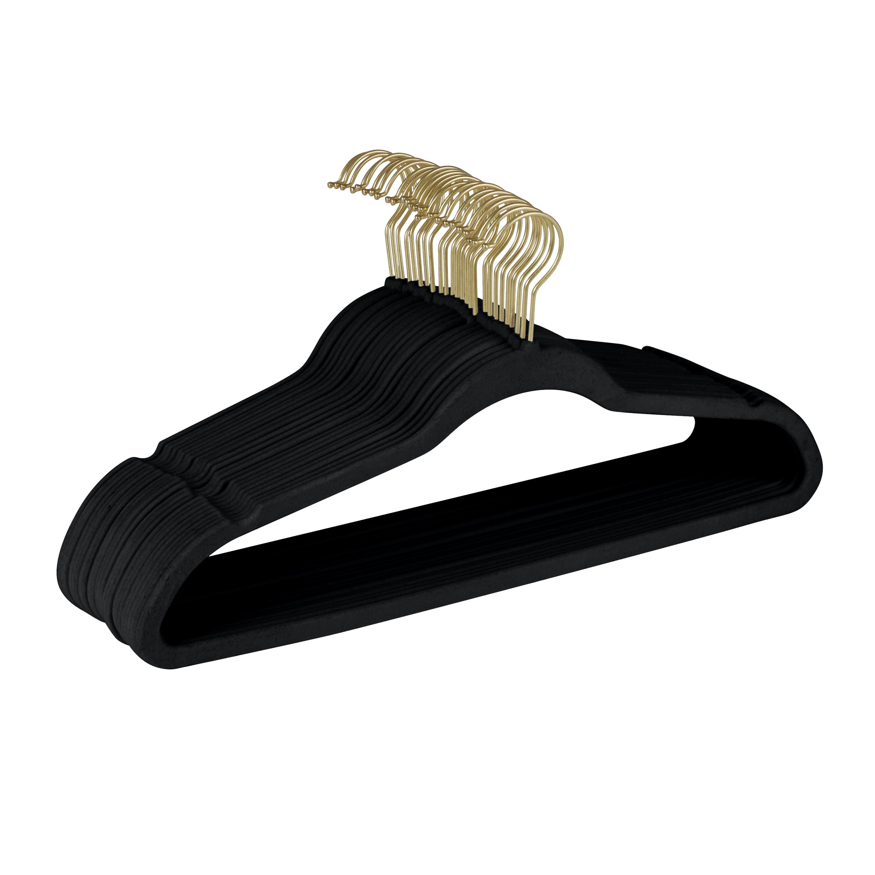 Simplify Slim Velvet Gold Hook Hangers, 25ct.