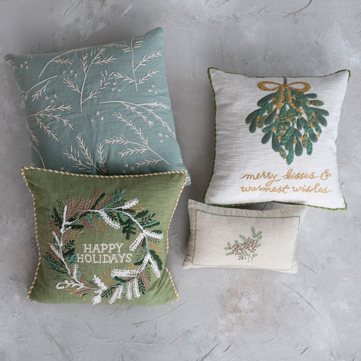 Hello Honey® Botanical Embroidery with French Knots Cotton & Linen Lumbar Pillow