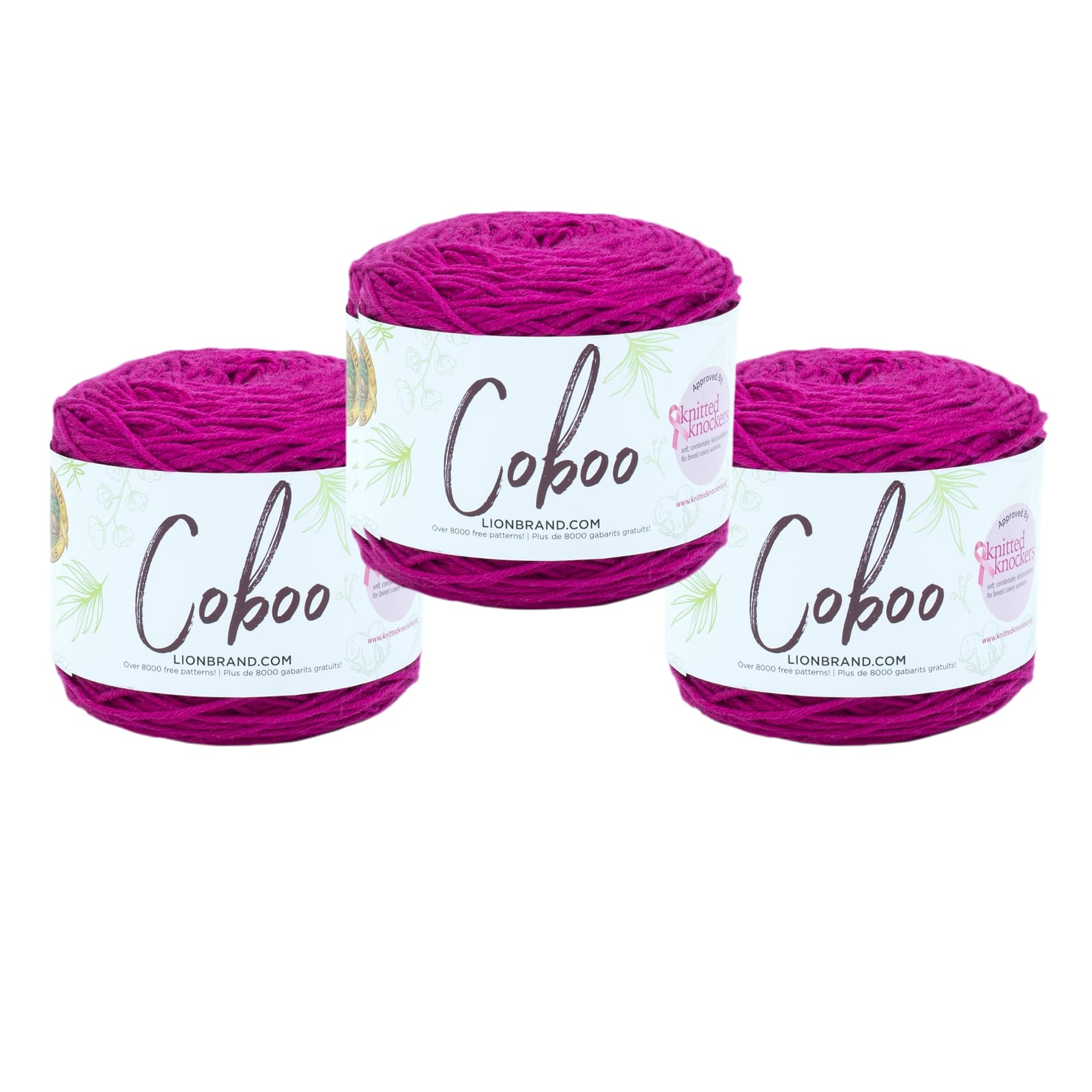 Lion Brand Yarn Coboo Magenta Light Pink Yarn 3 Pack, Coboo Yarn