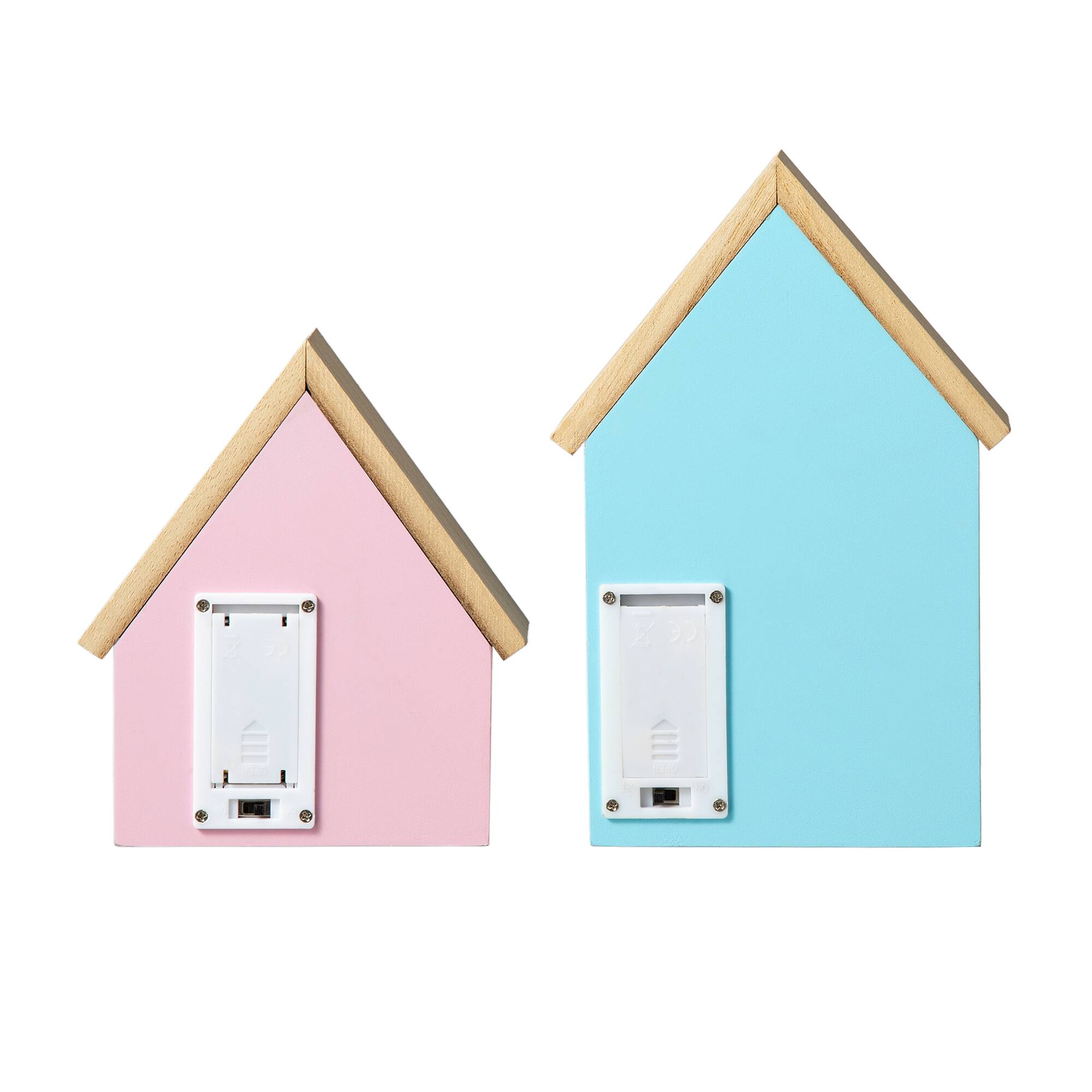 Glitzhome&#xAE; Lighted Easter Wooden House-Shaped Table D&#xE9;cor Set