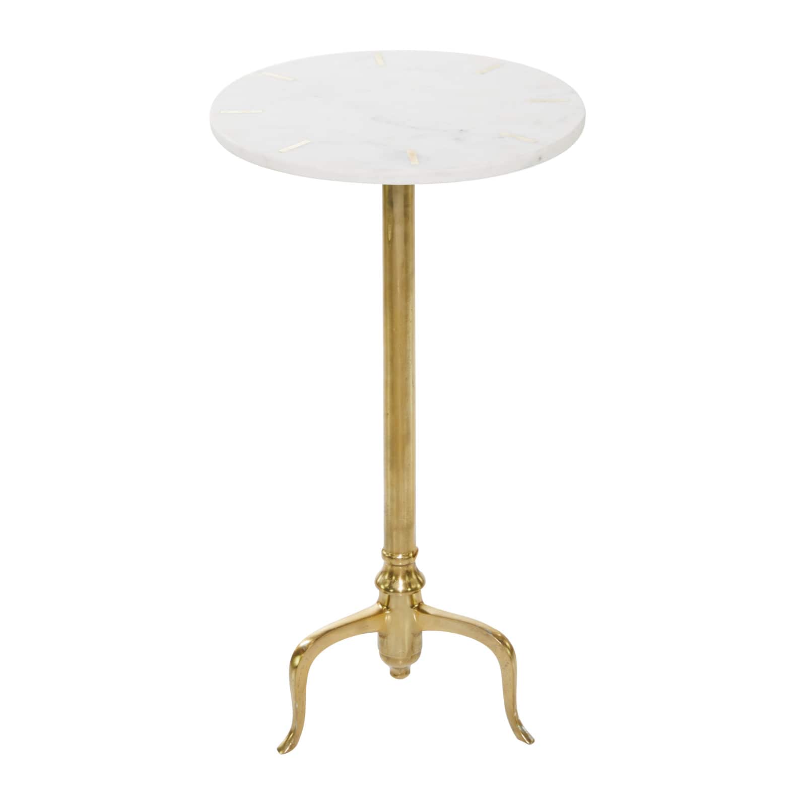 15" Gold Contemporary Marble Accent Table
