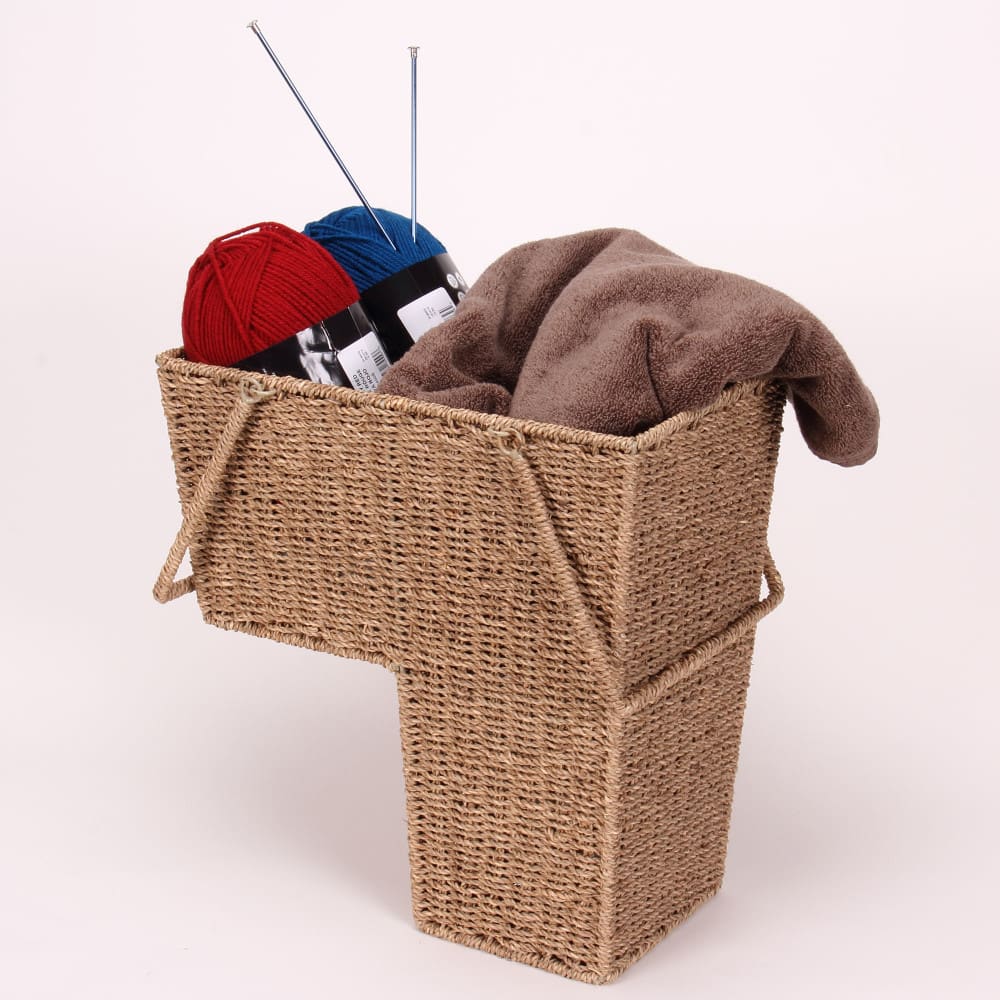 Household Essentials Seagrass & Corn Husk Wicker Stair Basket