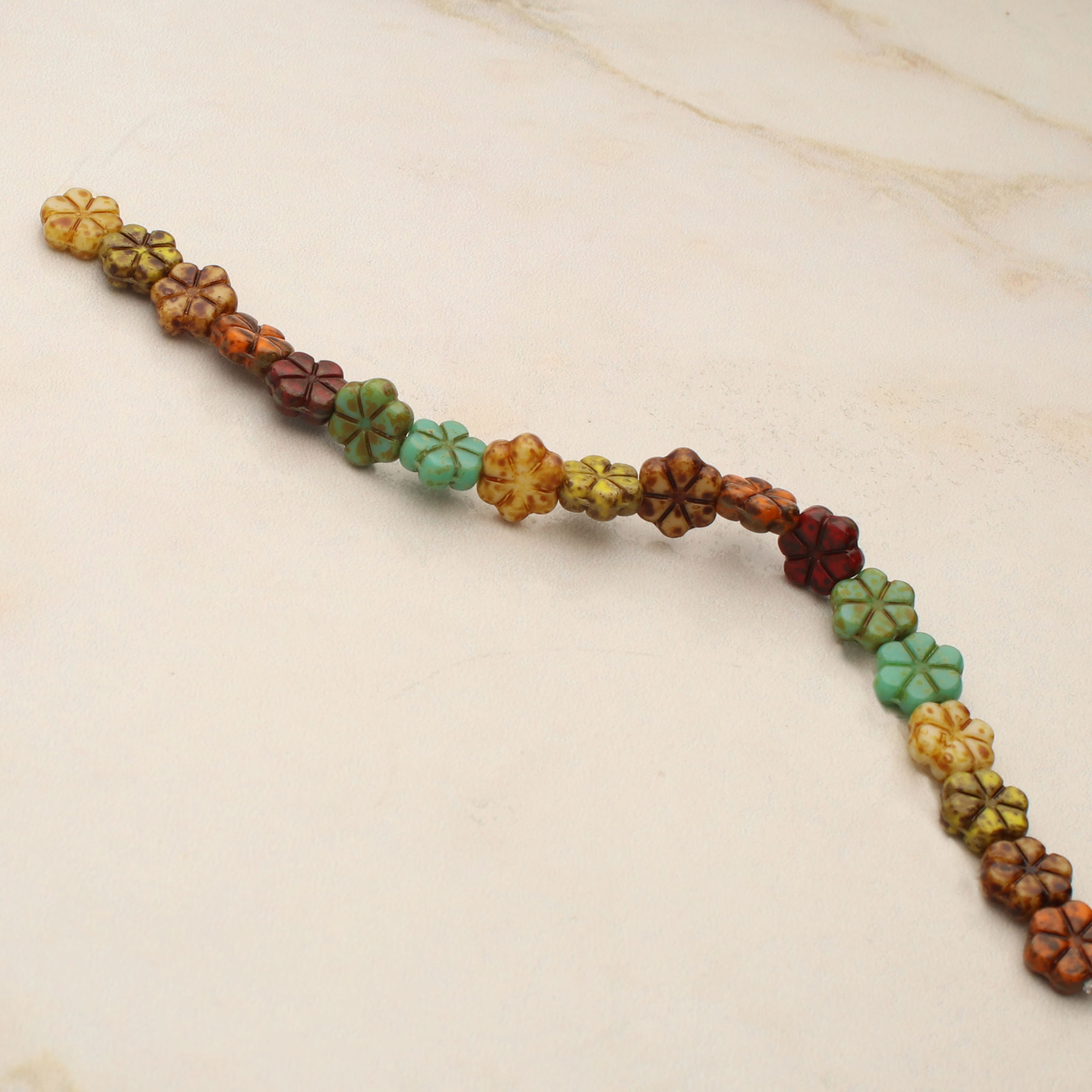 6 Packs: 18 ct. (108 total) Autumn Czech Glass Flower Beads, 10.6mm by Bead Landing™