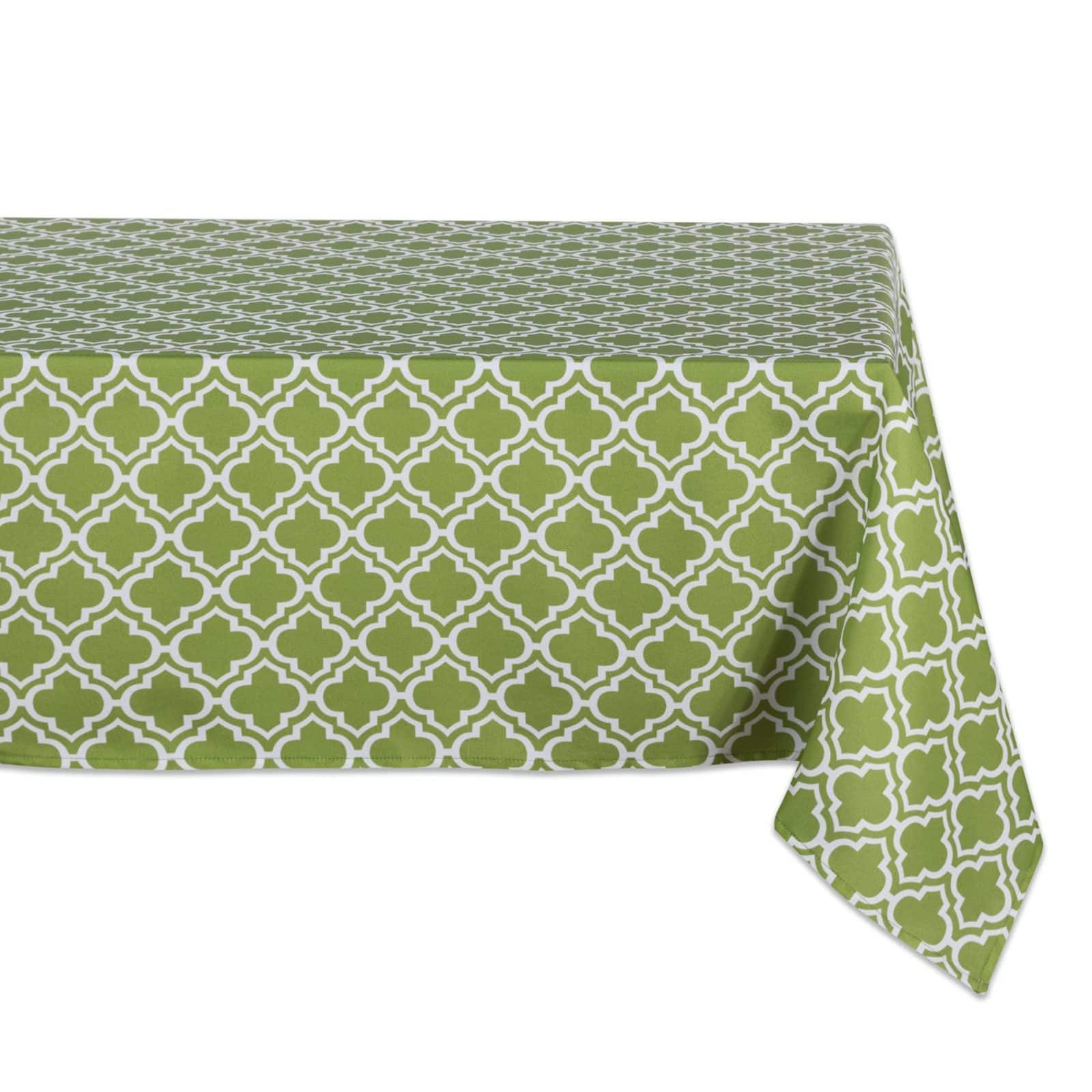 DII&#xAE; 84&#x22; Green Lattice Outdoor Tablecloth