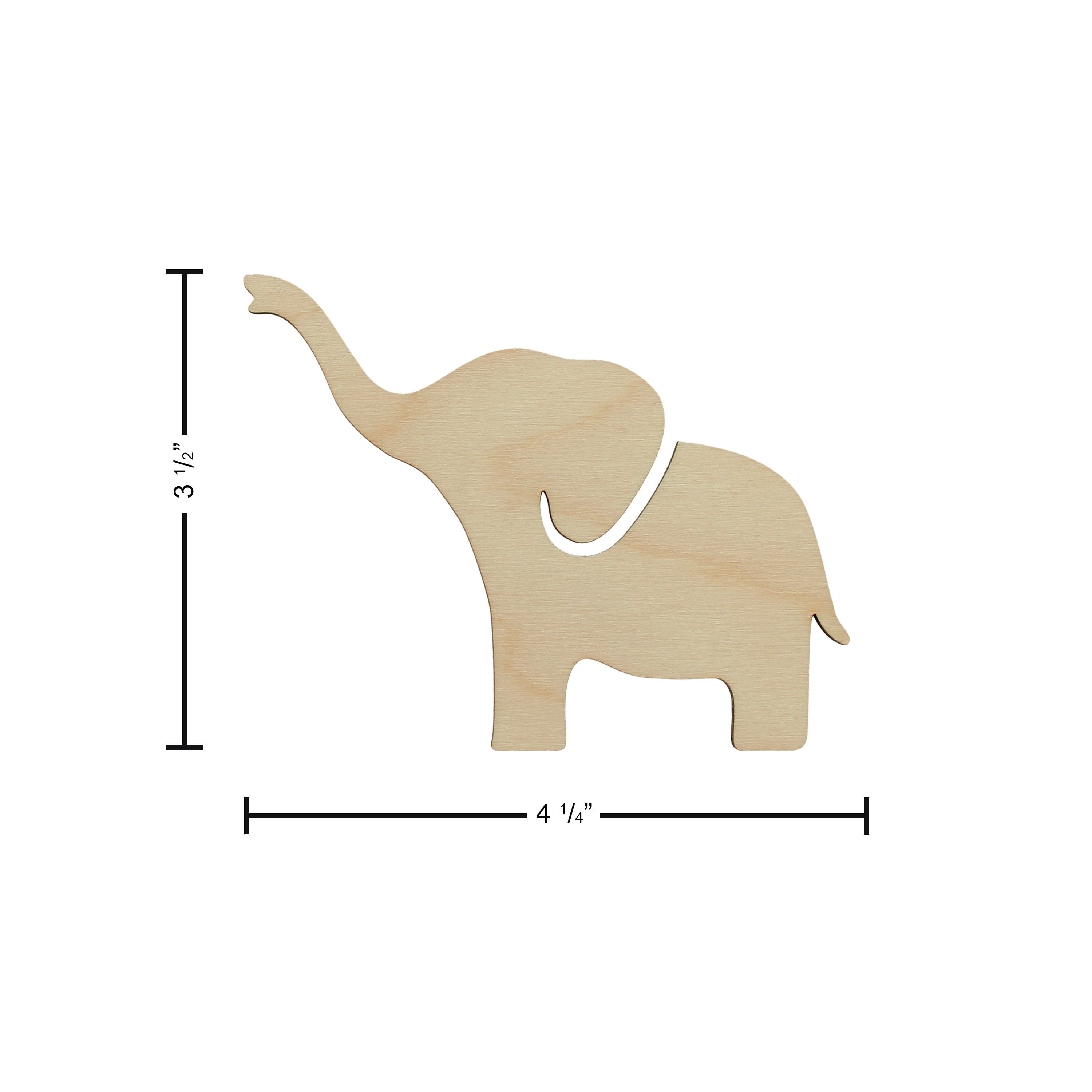 Essentials by Leisure Arts 24 Pack 5&#x22; x 2.75&#x22; Elephant Flat Wood Shape